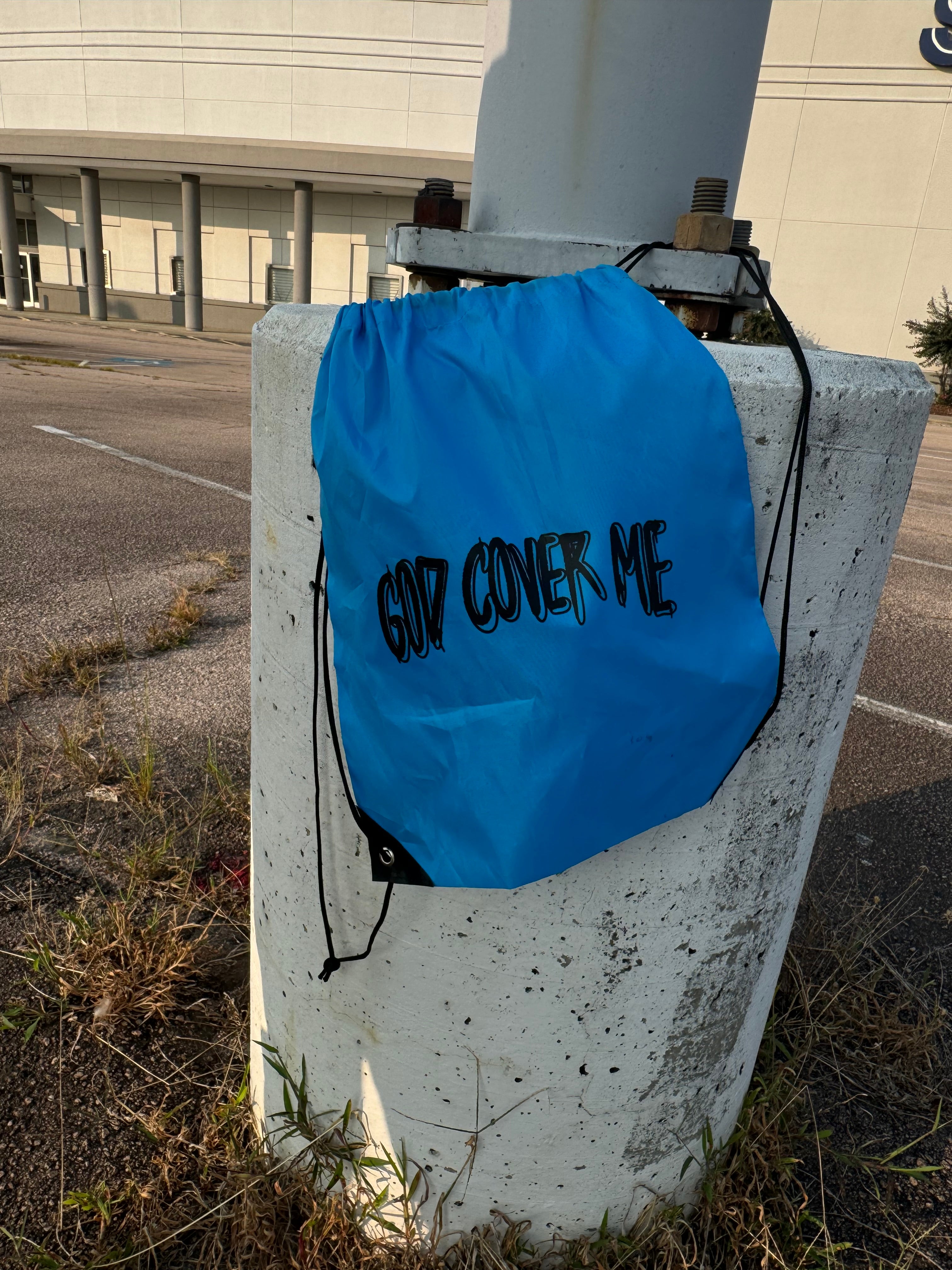 God Cover Me Drawstring Bags