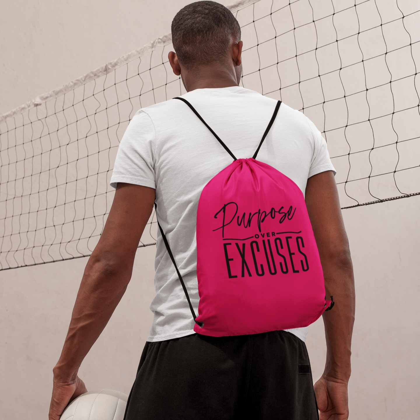 Purpose Over Excuses Drawstring Bags