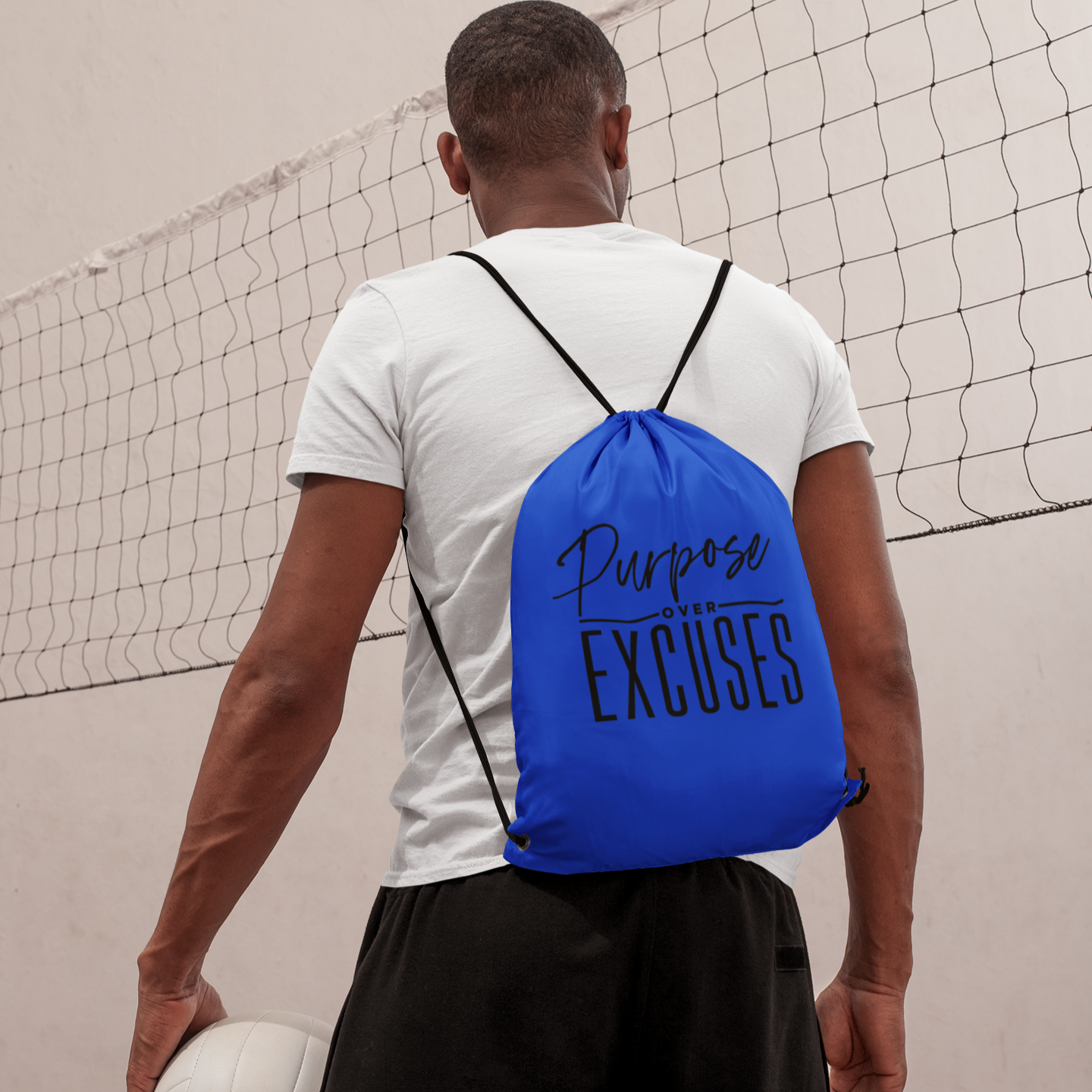 Purpose Over Excuses Drawstring Bags