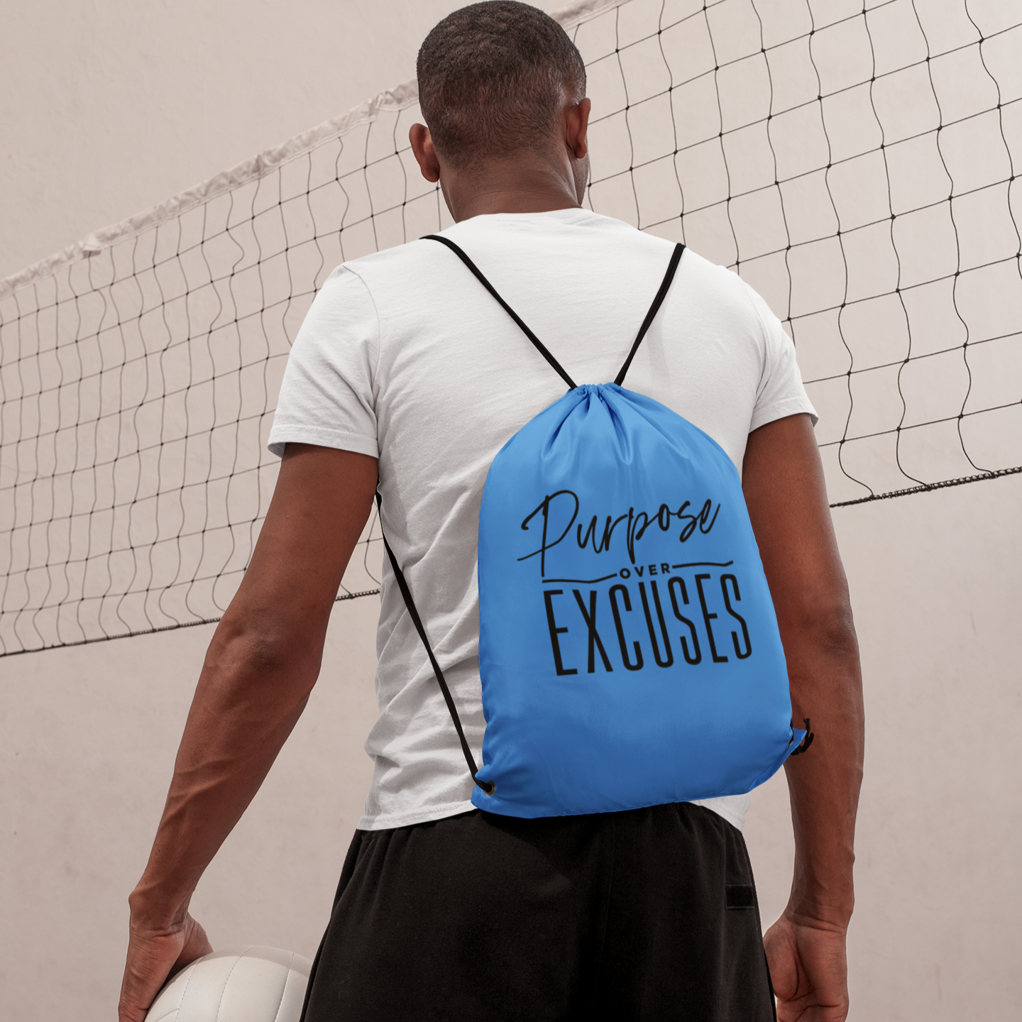 Purpose Over Excuses Drawstring Bags