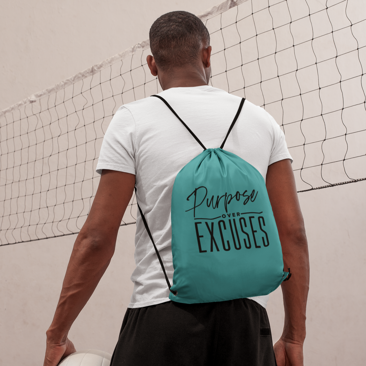 Purpose Over Excuses Drawstring Bags