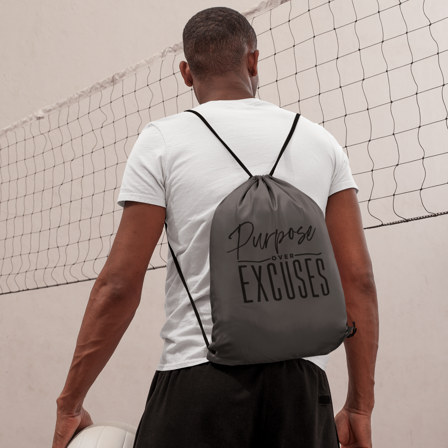 Purpose Over Excuses Drawstring Bags