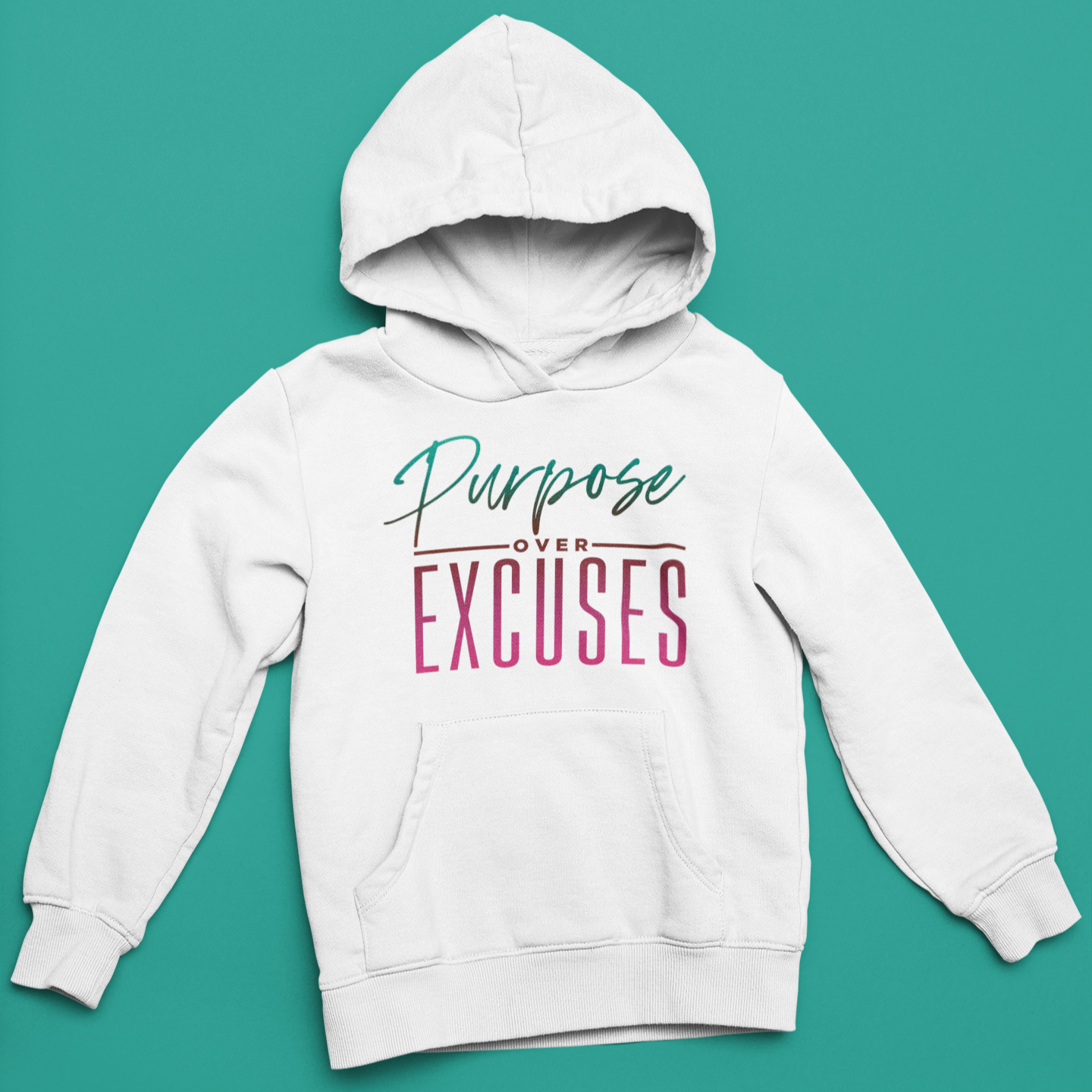 Purpose Over Excuses Youth Melon Drop Hoodie White (special)