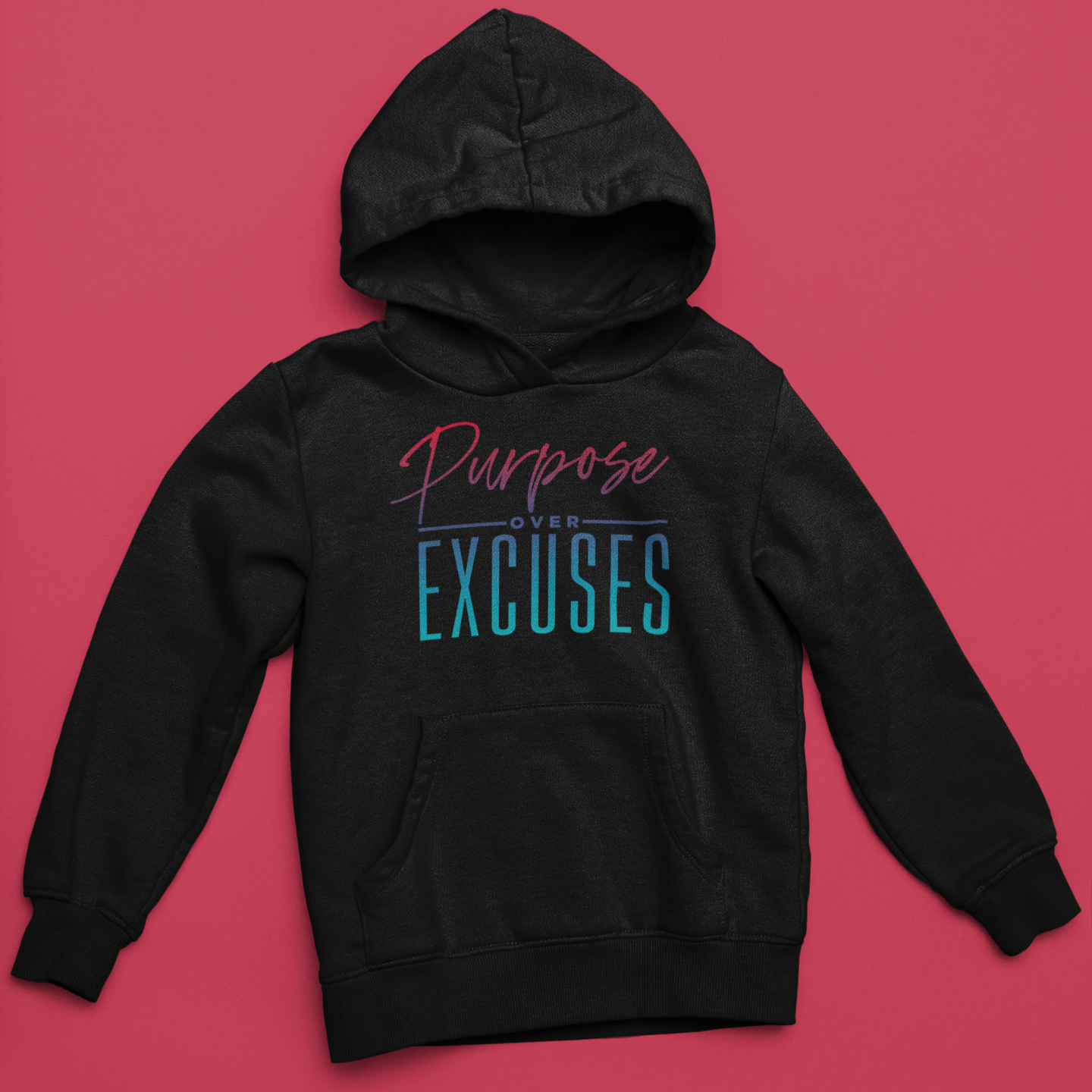 Purpose Over Excuses Youth Wild Strawberry Hoodies Black (special)