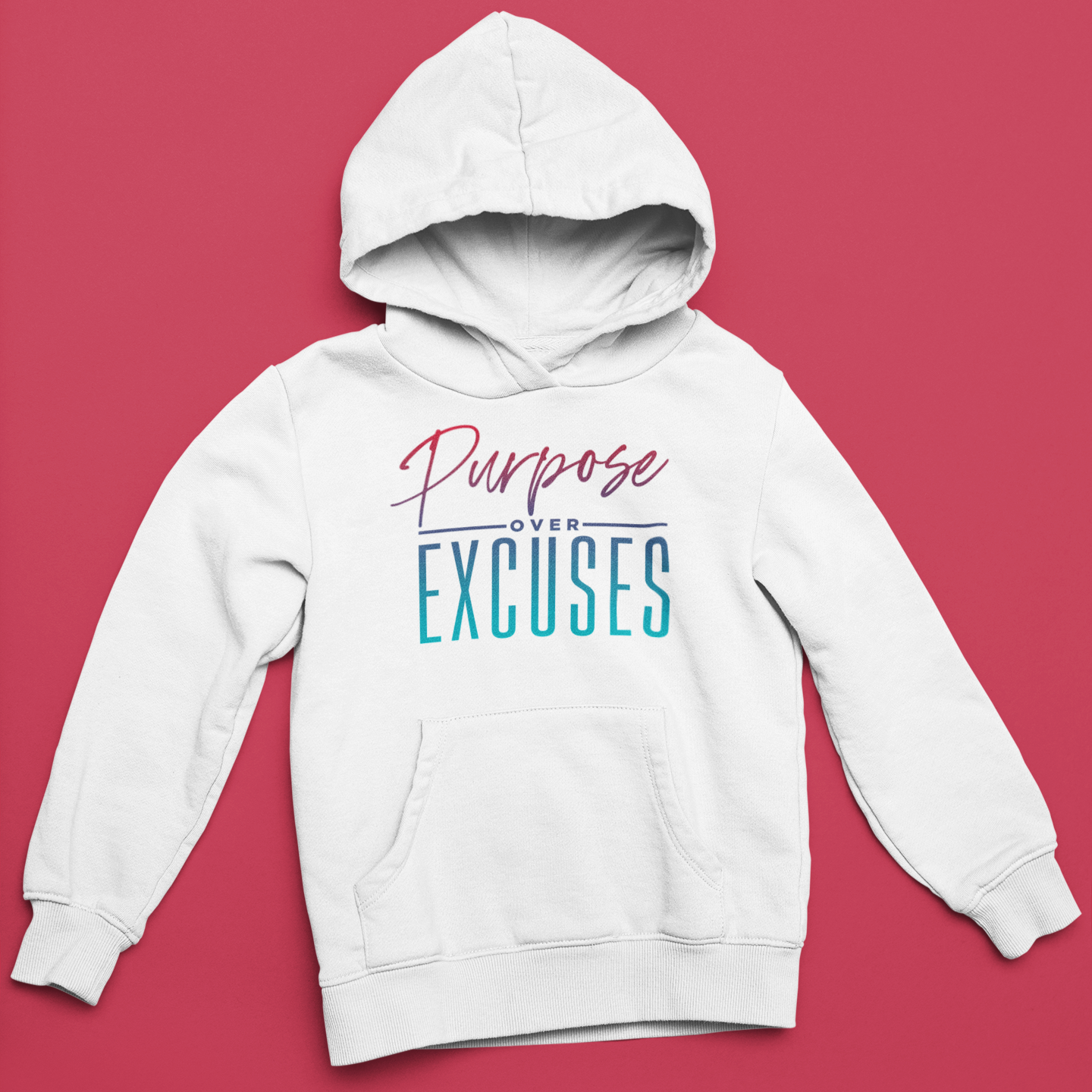 Purpose Over Excuses Youth Wild Strawberry Hoodies White (special)