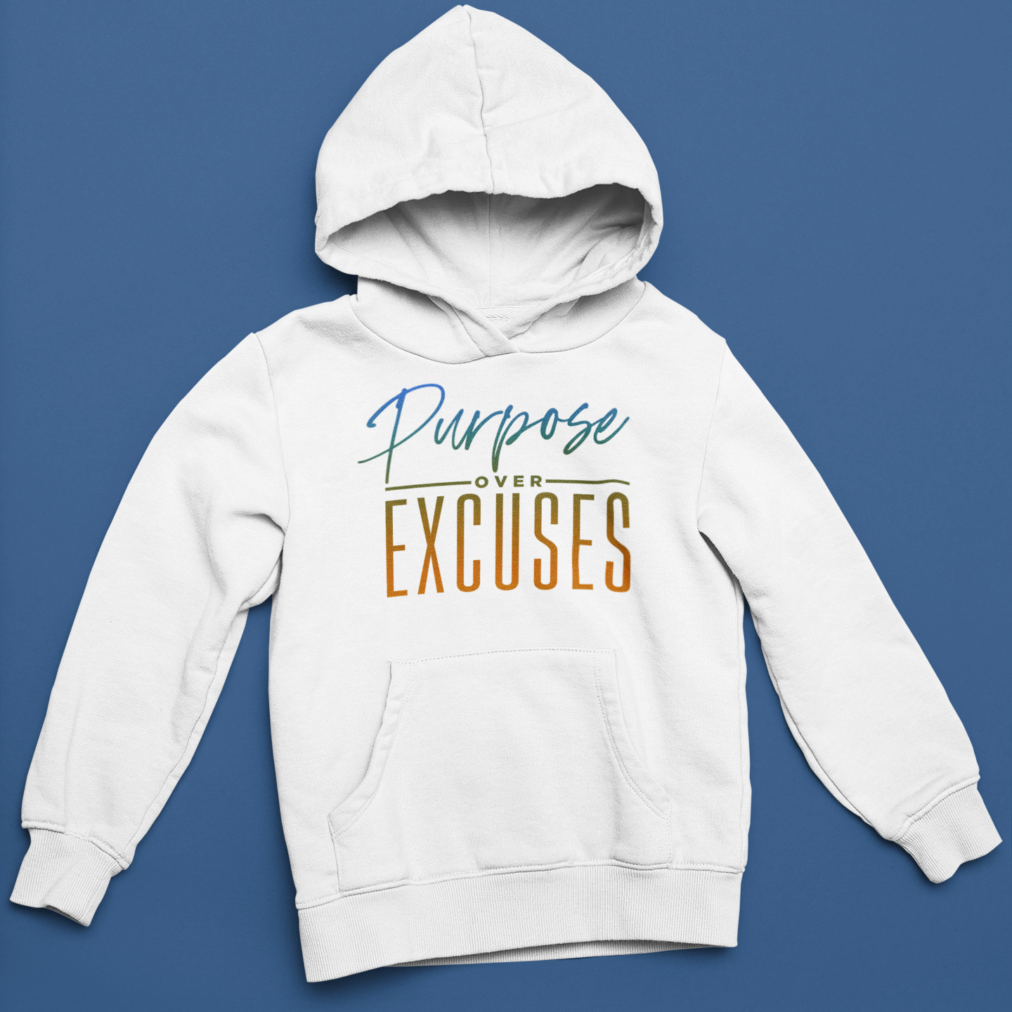 Purpose Over Excuses Youth Blue Bear Jr Hoodie White (special)