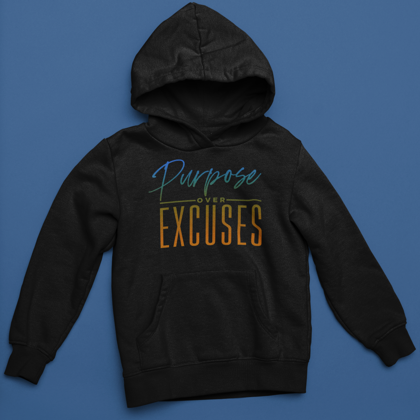 Purpose Over Excuses Youth Blue Bear Jr Hoodie Black (special)