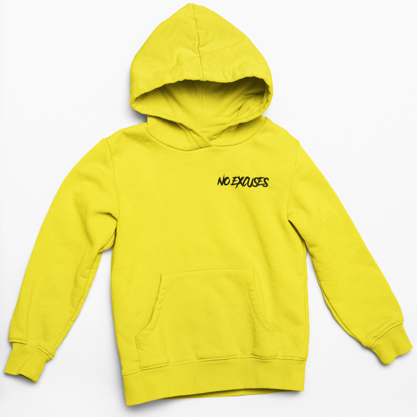 No Excuses Youth Hoodies Yellow (SMALL LOGO)