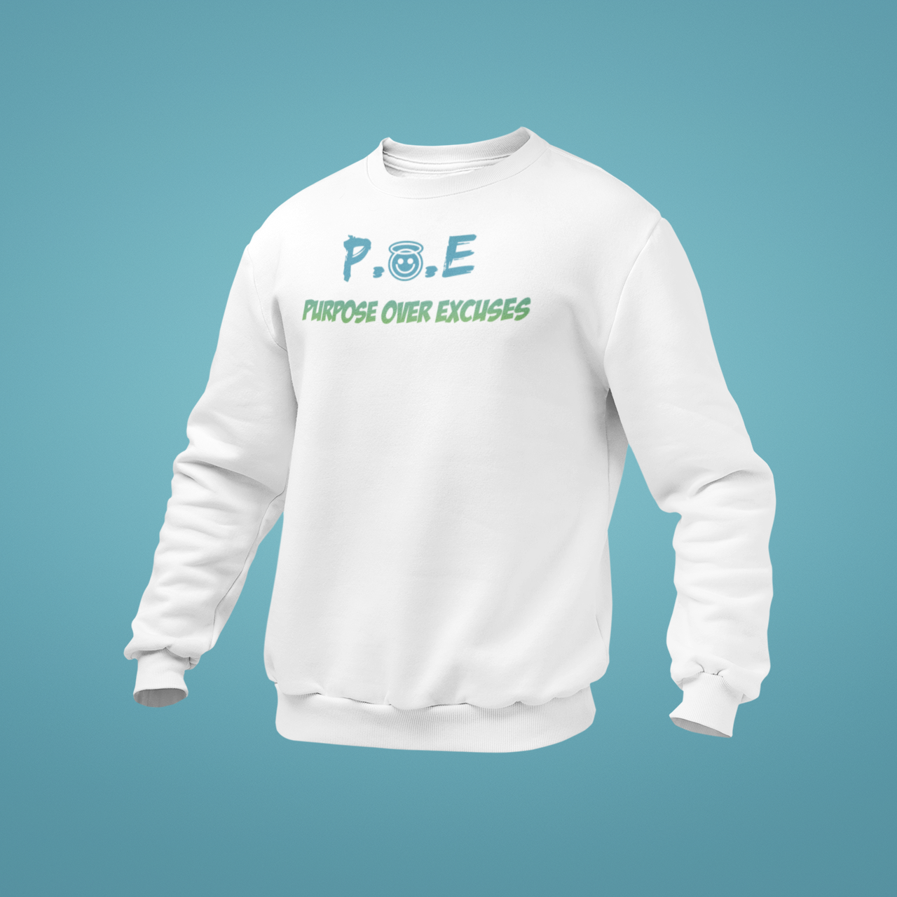 P.O.E Sea Green Sweatshirt Adult White (special)