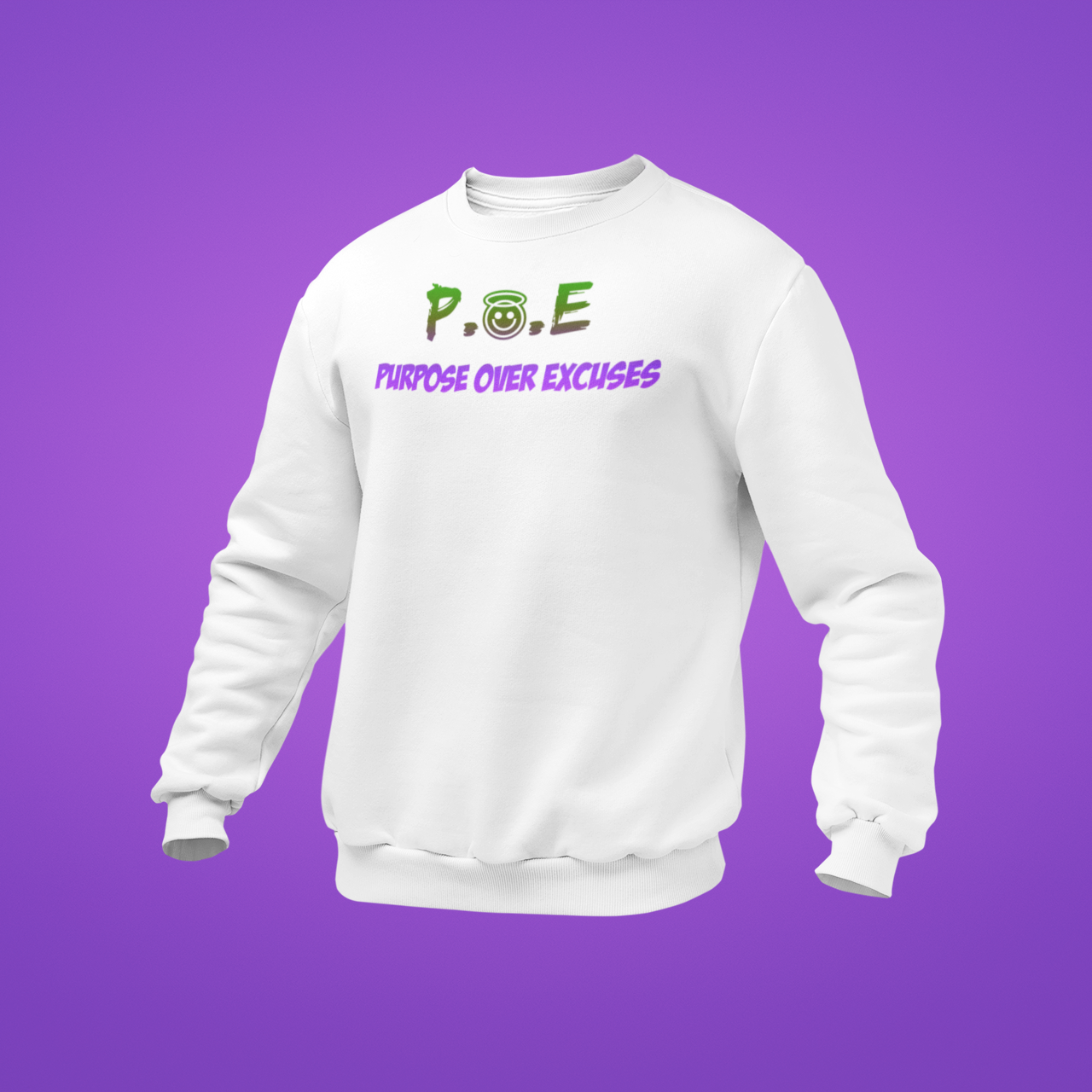 P.O.E Purple Hulk Sweatshirt Adult White (special)