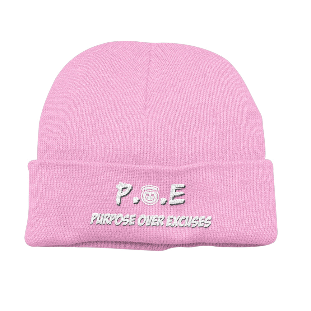 P.O.E WINTER BEANIE BABY PINK (EMBROIDERED)