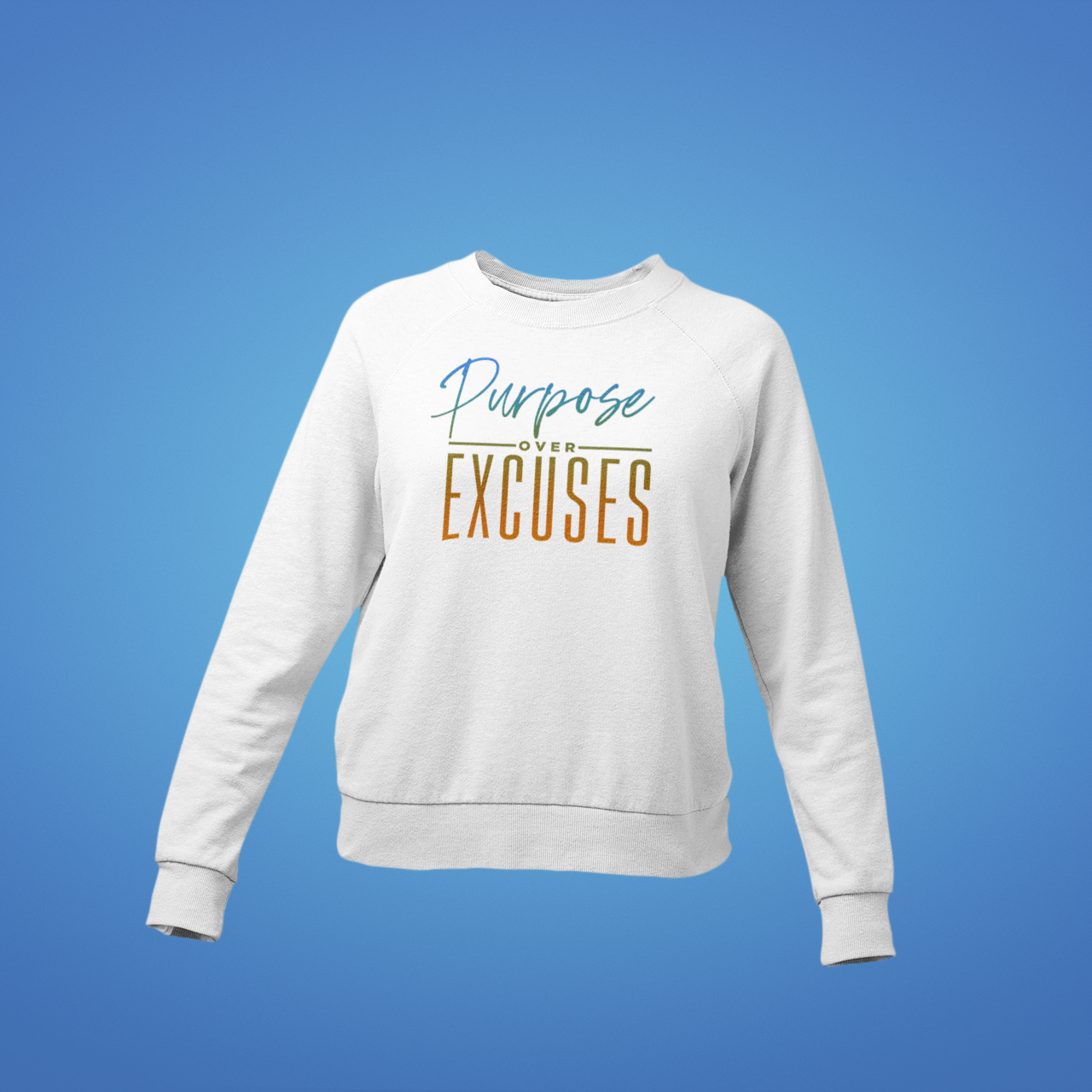 Purpose Over Excuses Youth Blue Bear Jr Sweatshirt White (special)