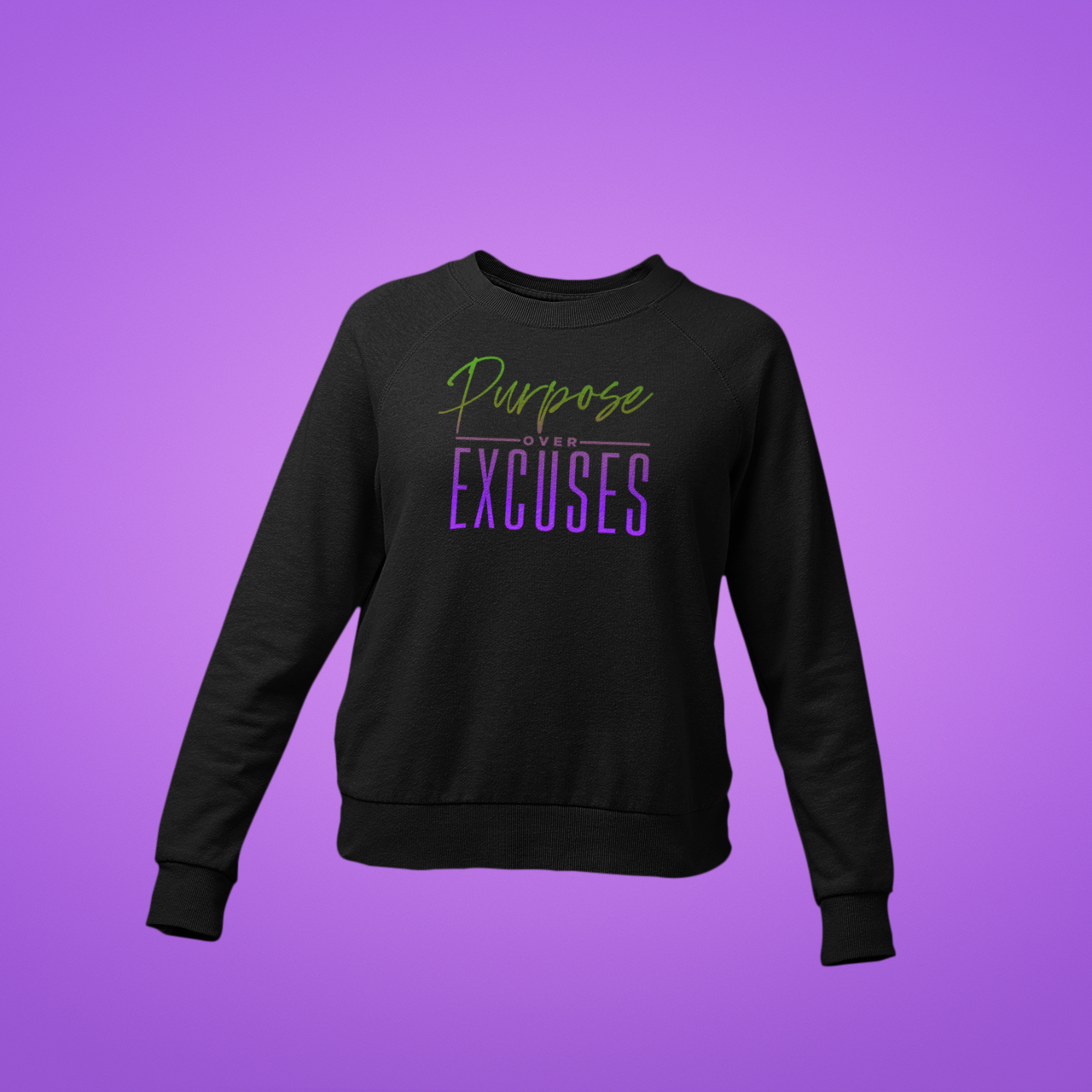 Purpose Over Excuses Youth Green Panther Sweatshirt Black (special)