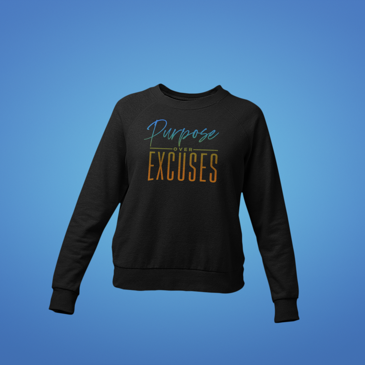 Purpose Over Excuses Youth Blue Bear Jr Sweatshirt Black (special)