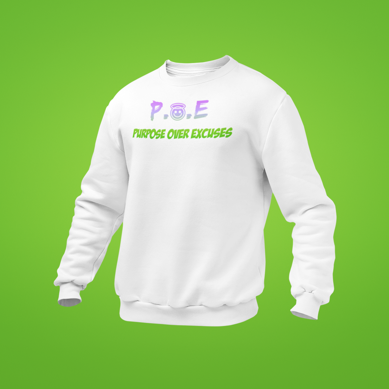 P.O.E Purple Lime Sweatshirt Adult White (special)