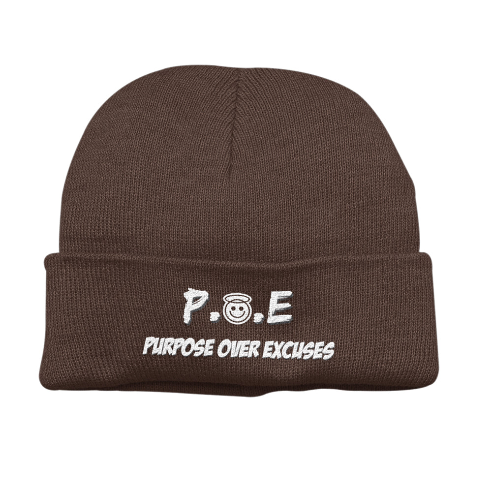 P.O.E WINTER BEANIE BROWN (EMBROIDERED)