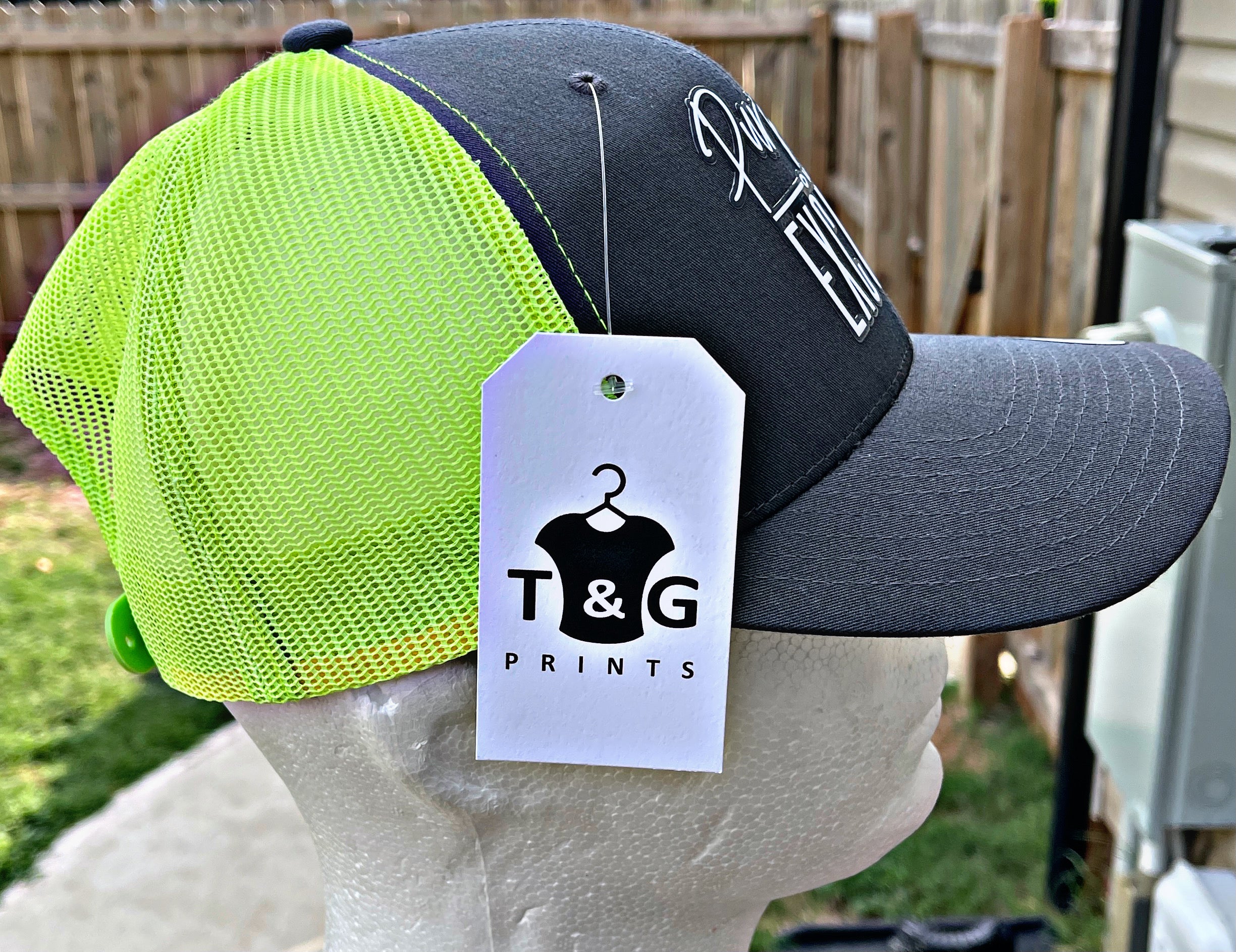 PURPOSE OVER EXCUSES TRUCKER HAT NEON GREEN