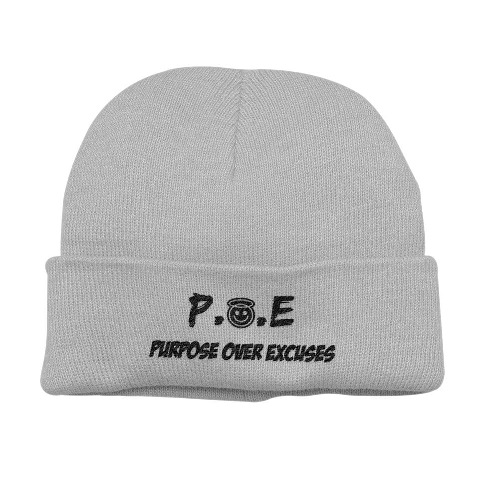 P.O.E WINTER BEANIE HEATHER GREY (EMBROIDERED)