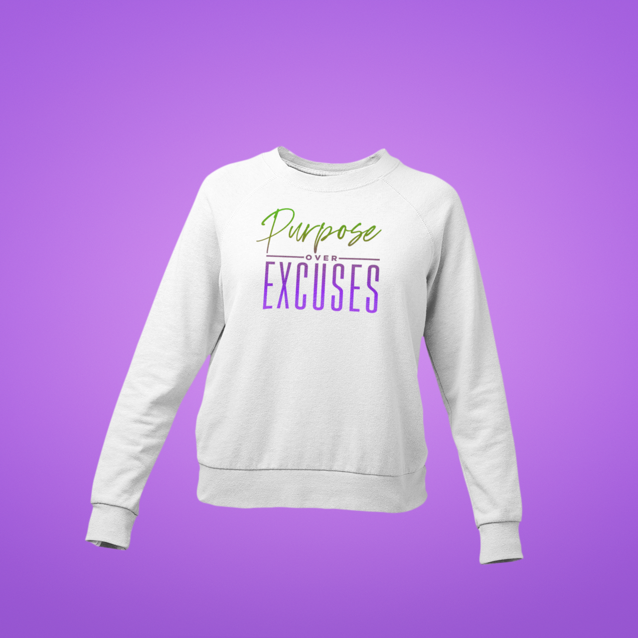 Purpose Over Excuses Youth Green Panther Sweatshirt White (special)