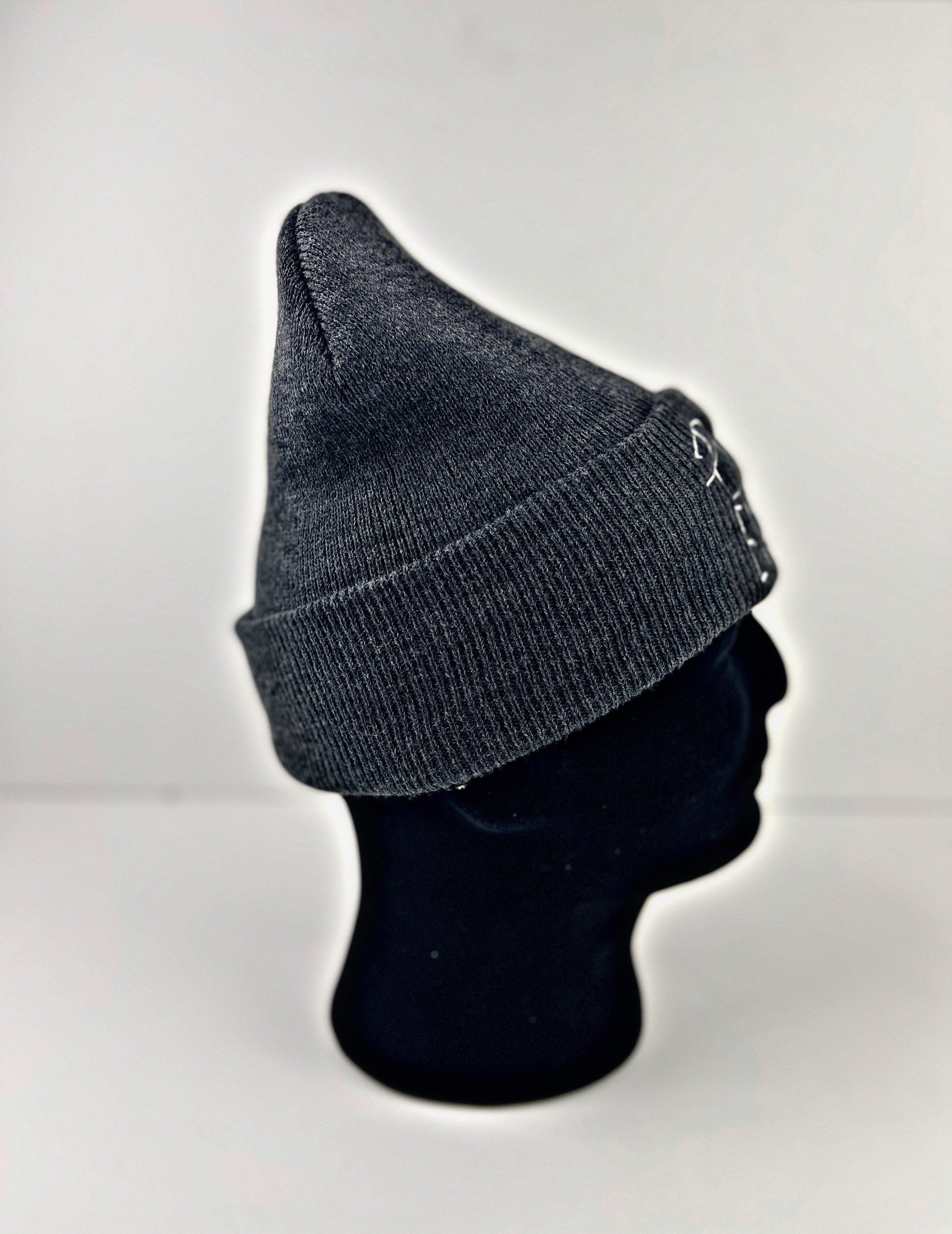 PURPOSE OVER EXCUSES WINTER BEANIE DARK GREY (EMBROIDERED)