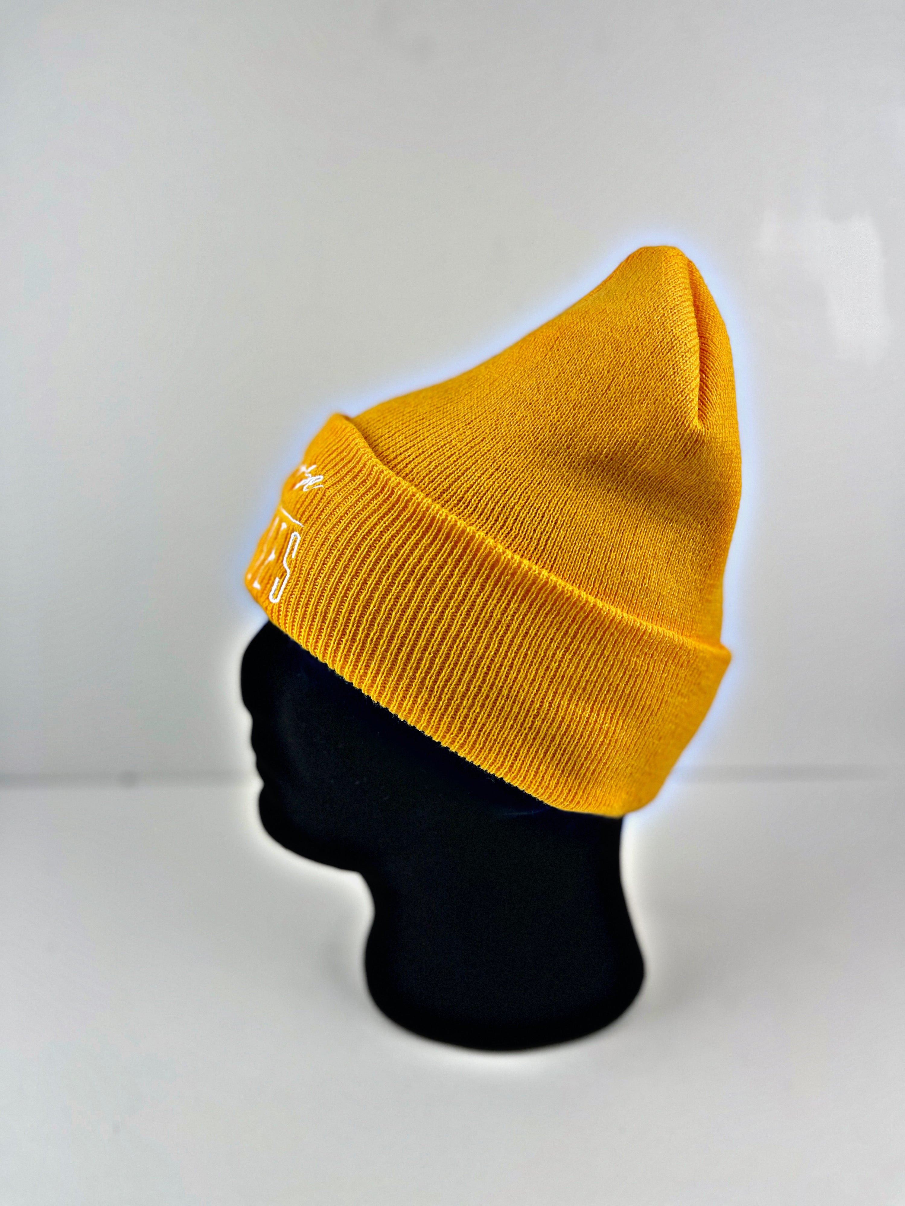 PURPOSE OVER EXCUSES WINTER BEANIE GOLD (EMBROIDERED)