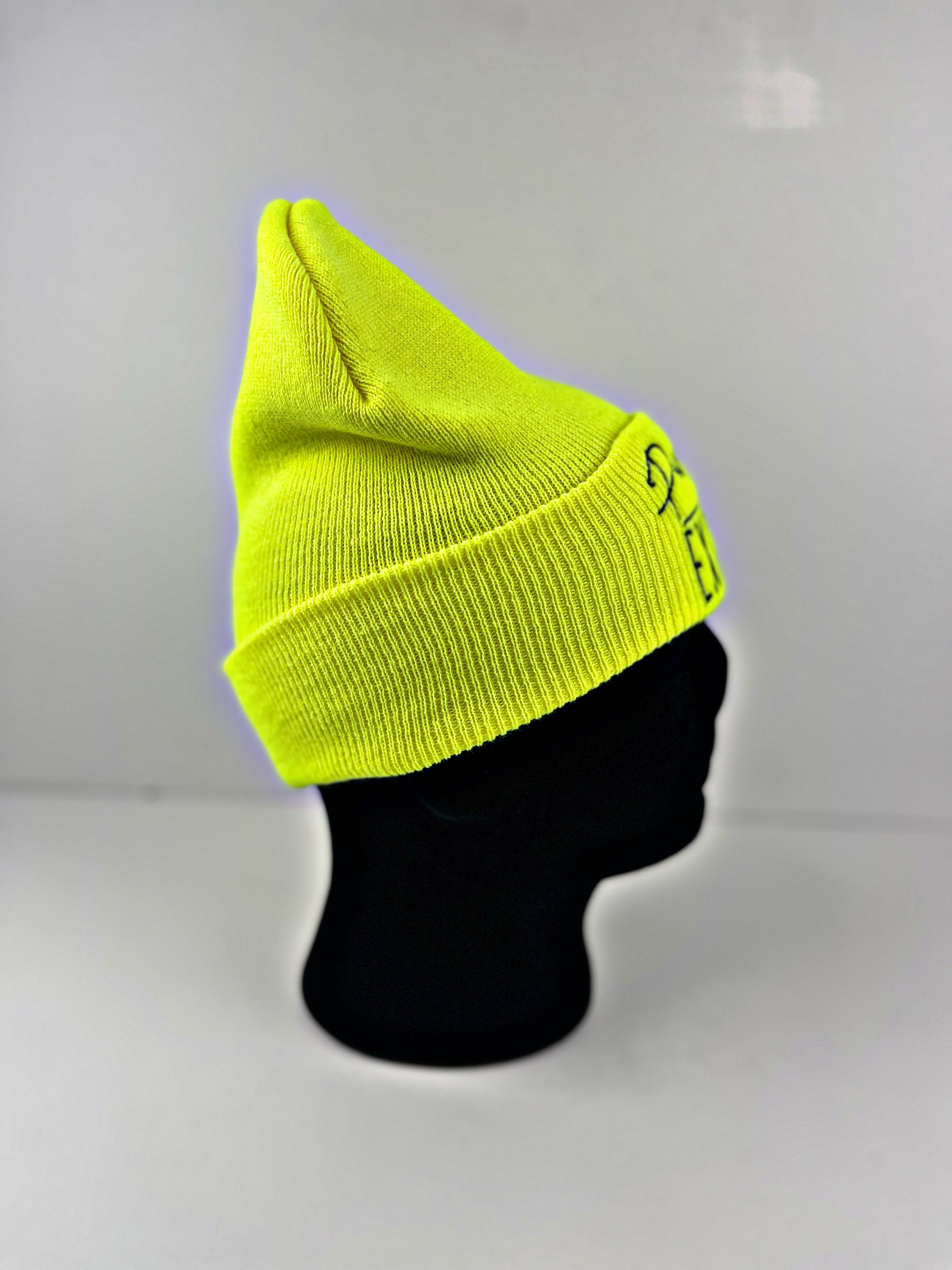 PURPOSE OVER EXCUSES WINTER BEANIE SAFETY YELLOW (EMBROIDERED)