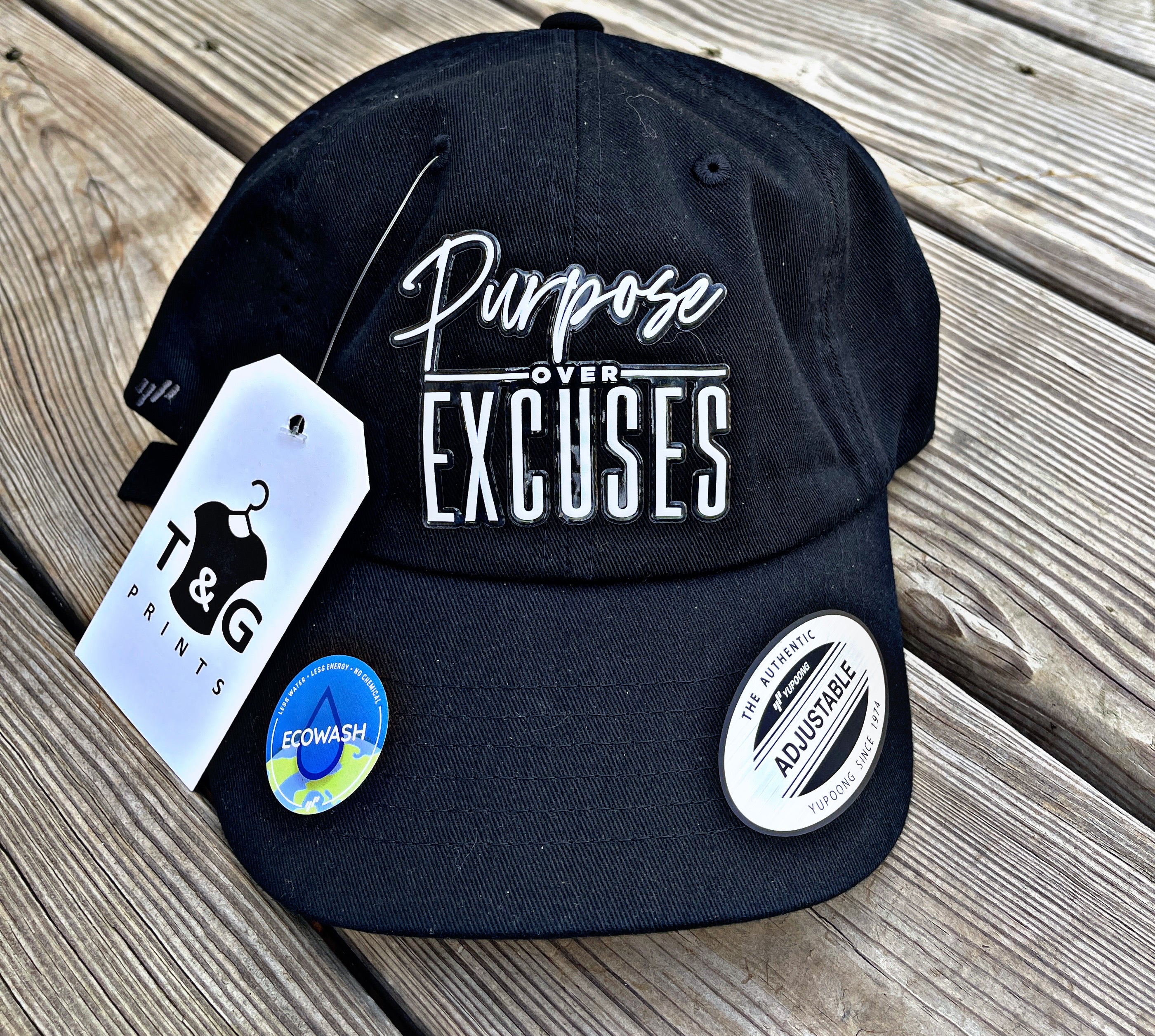 PURPOSE OVER EXCUSES DAD HAT CLASSIC BLACK