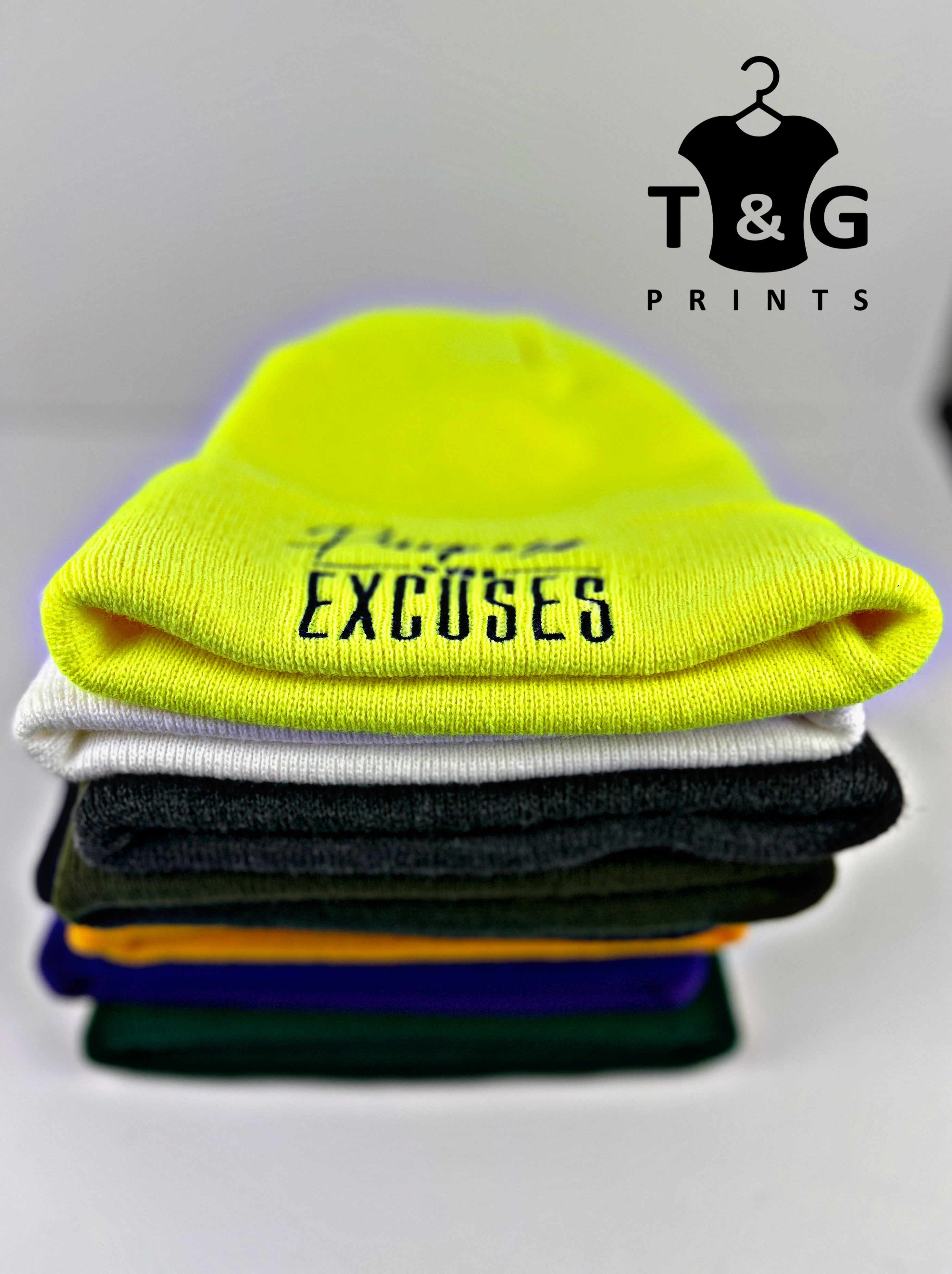 PURPOSE OVER EXCUSES WINTER BEANIE SAFETY YELLOW (EMBROIDERED)