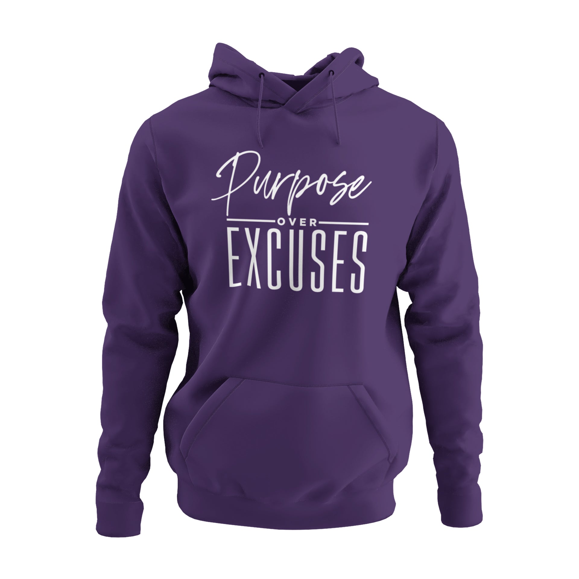 PURPOSE OVER EXCUSES ADULT HOODIE PURPLE