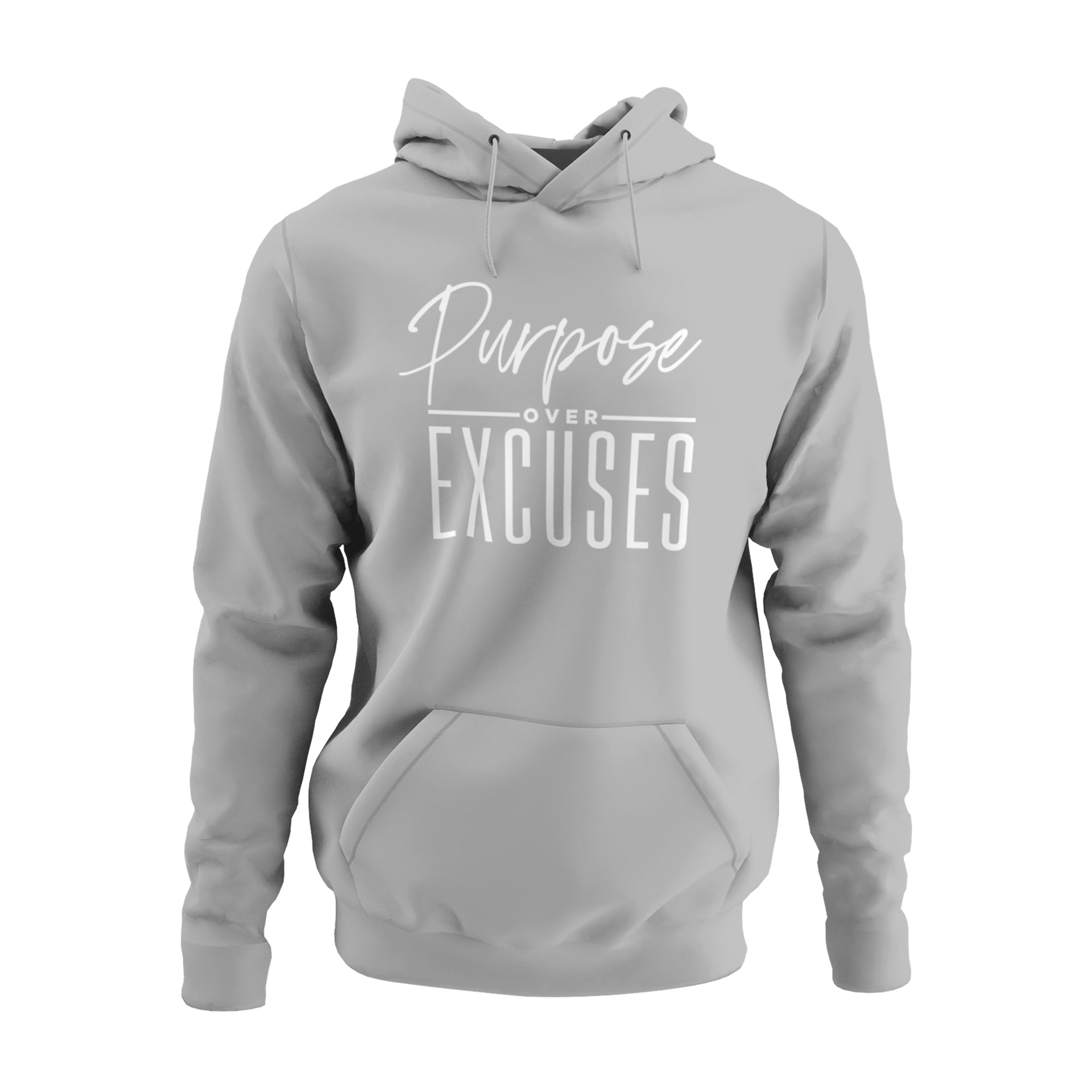 PURPOSE OVER EXCUSES ADULT HOODIE SPORT GREY