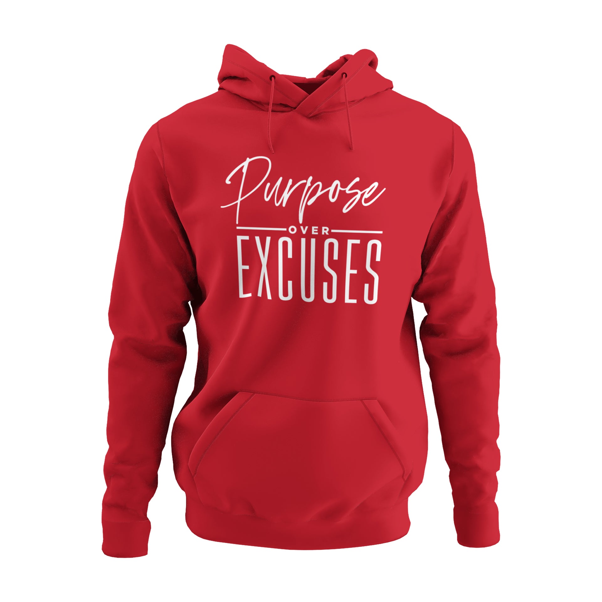 PURPOSE OVER EXCUSES ADULT HOODIE RED