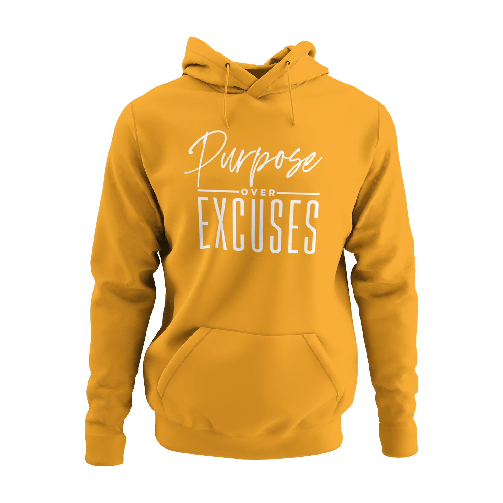 PURPOSE OVER EXCUSES ADULT HOODIE GOLD