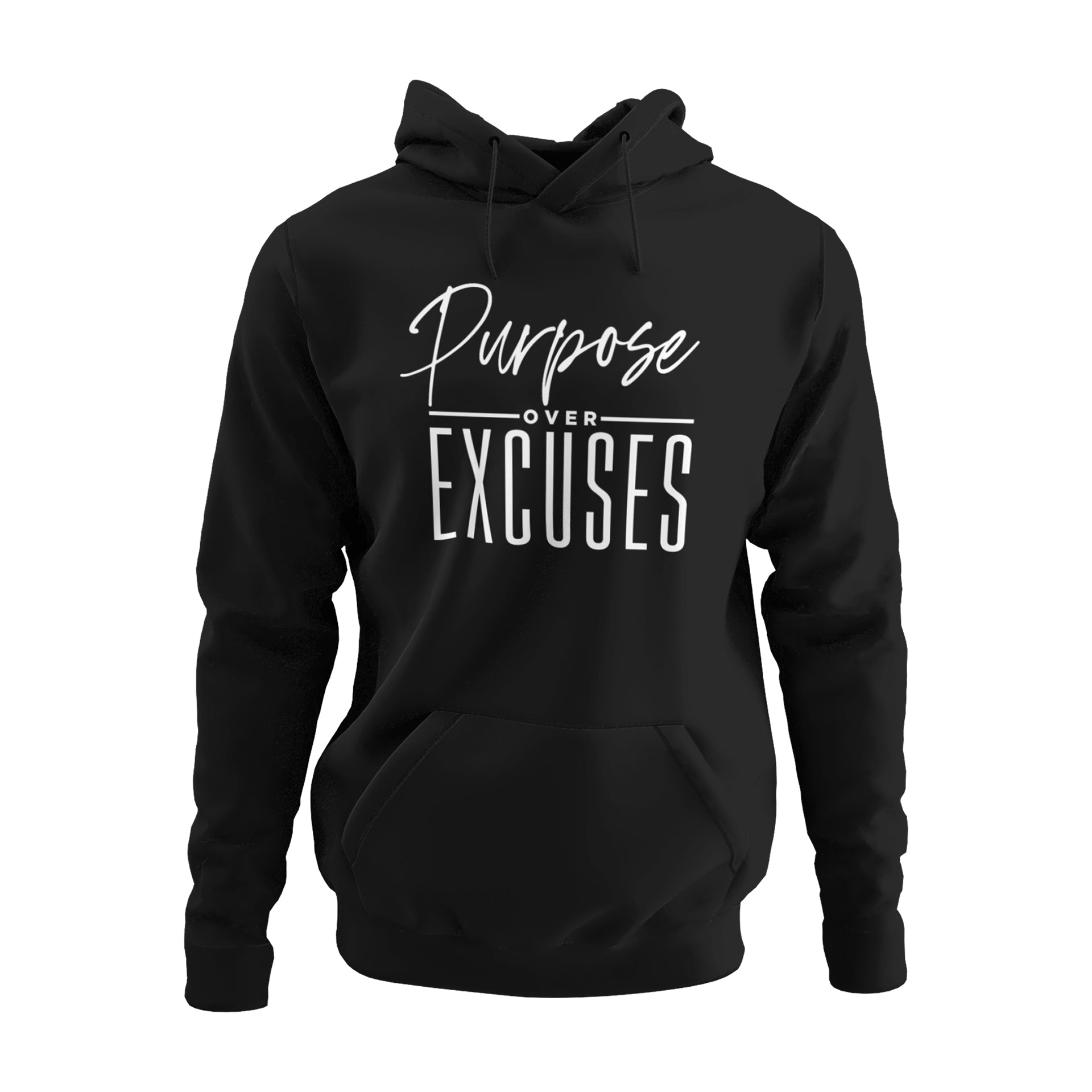 PURPOSE OVER EXCUSES ADULT HOODIE BLACK