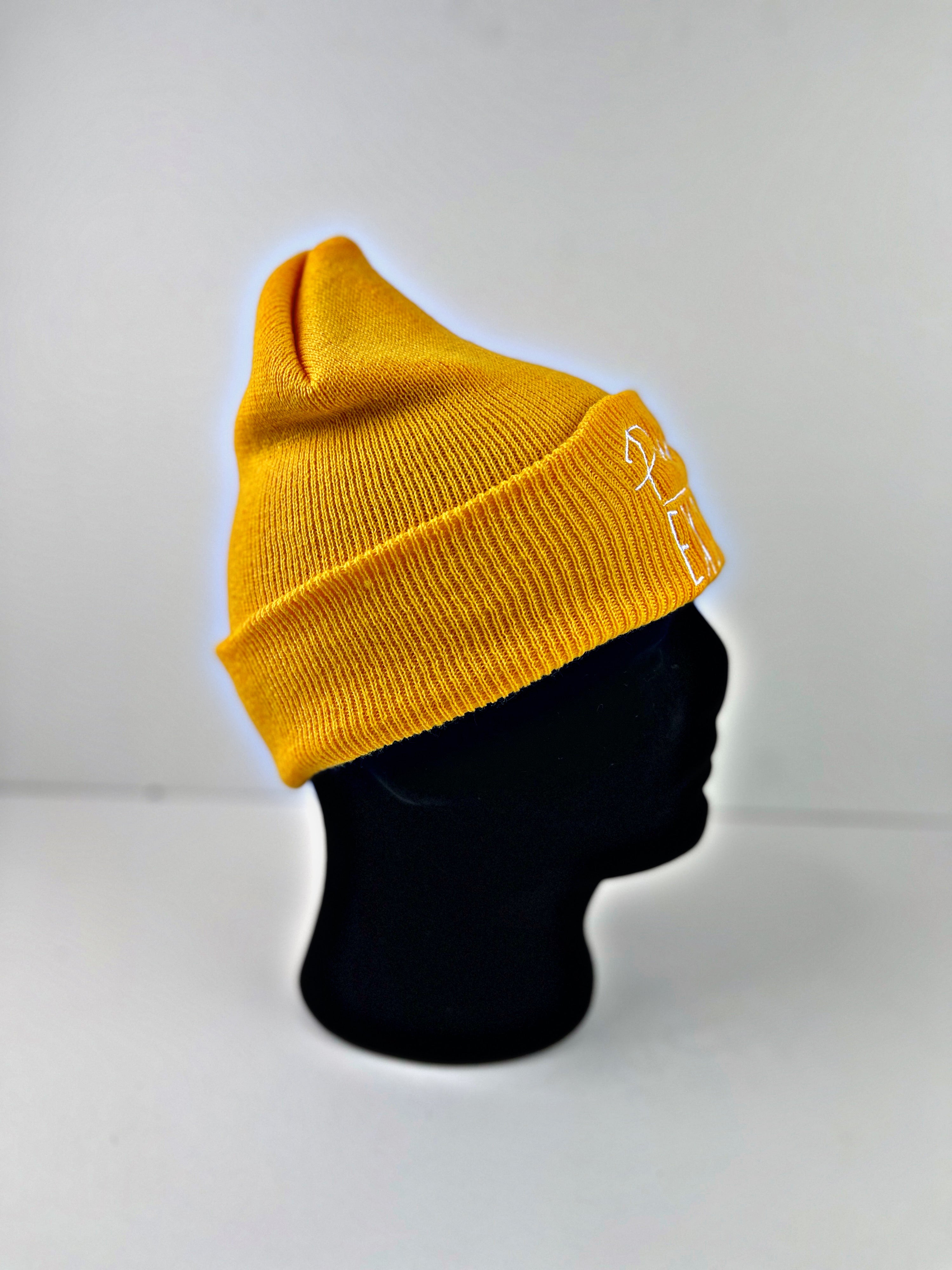 PURPOSE OVER EXCUSES WINTER BEANIE GOLD (EMBROIDERED)