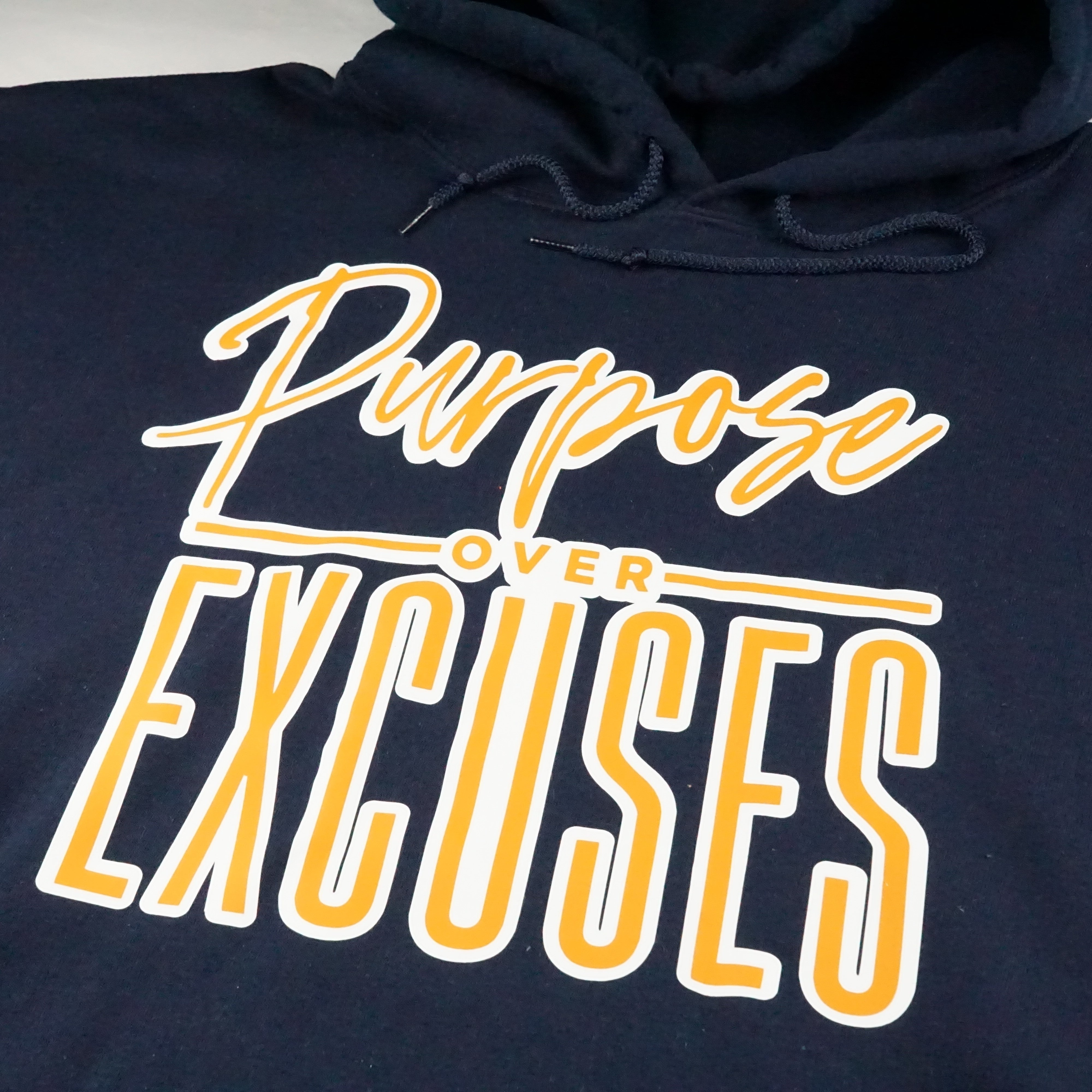 Glitter Purpose Over Excuses White/Orange Hoodie Adult/Youth