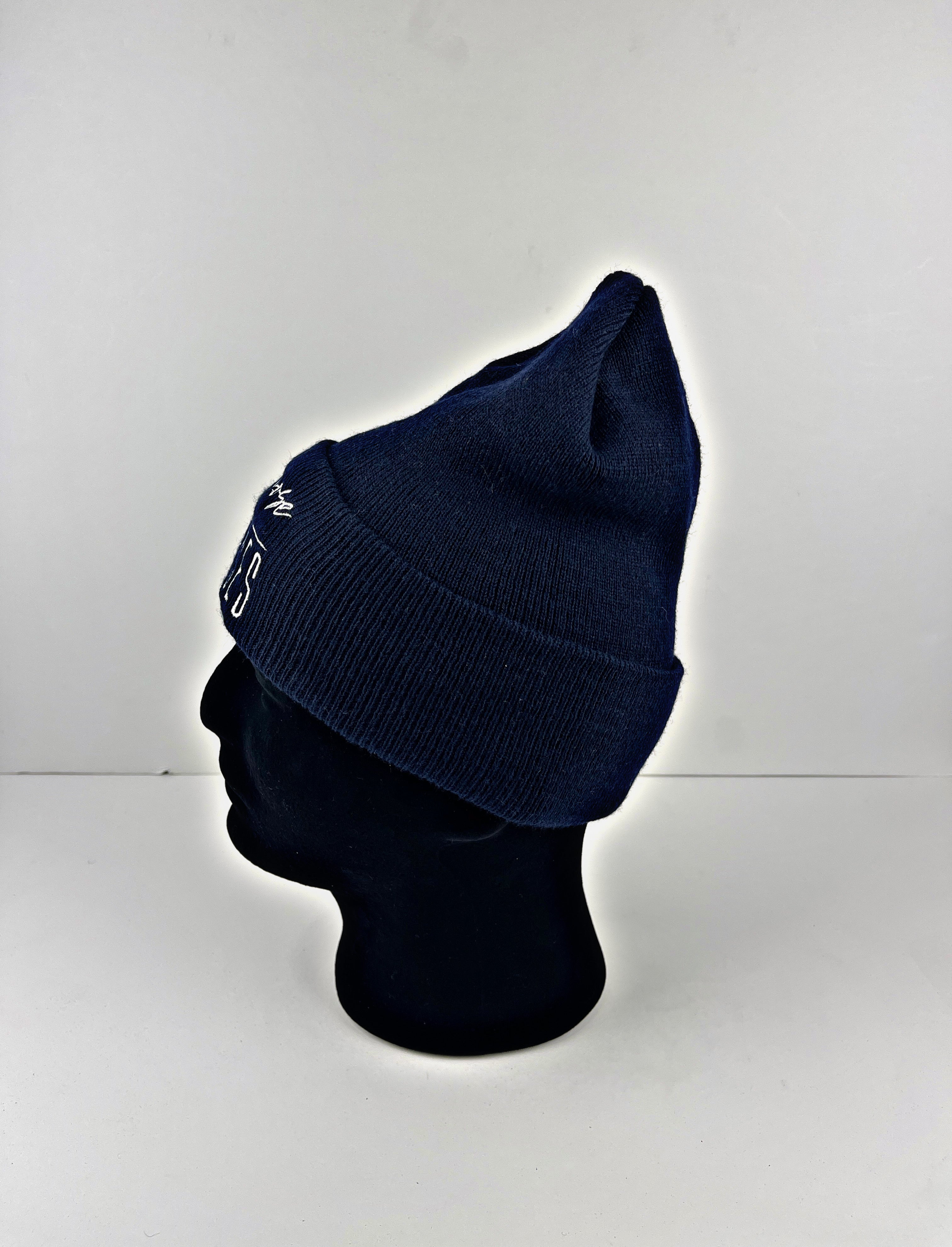 PURPOSE OVER EXCUSES WINTER BEANIE NAVY BLUE (EMBROIDERED)