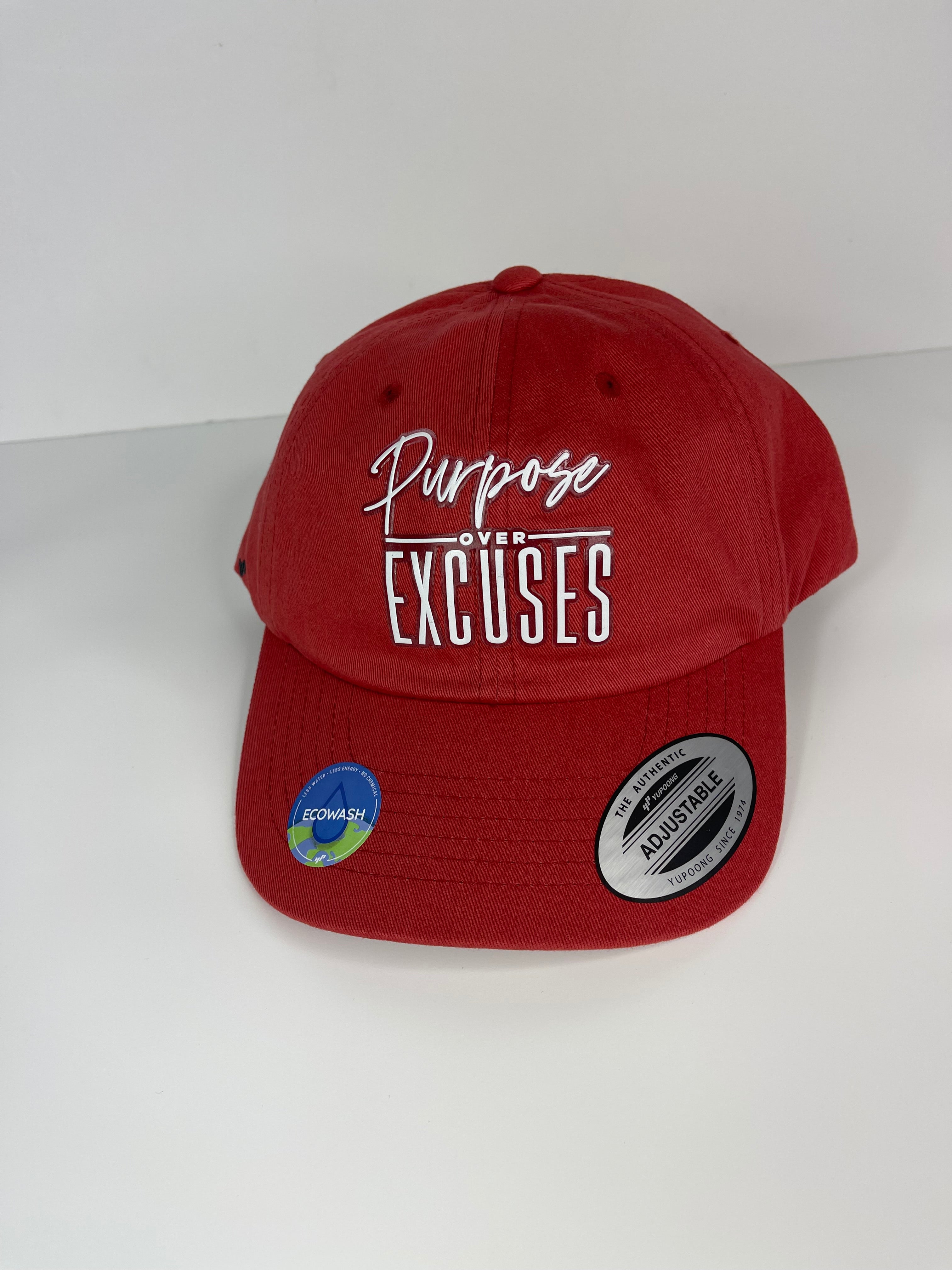 PURPOSE OVER EXCUSES RED DAD HAT