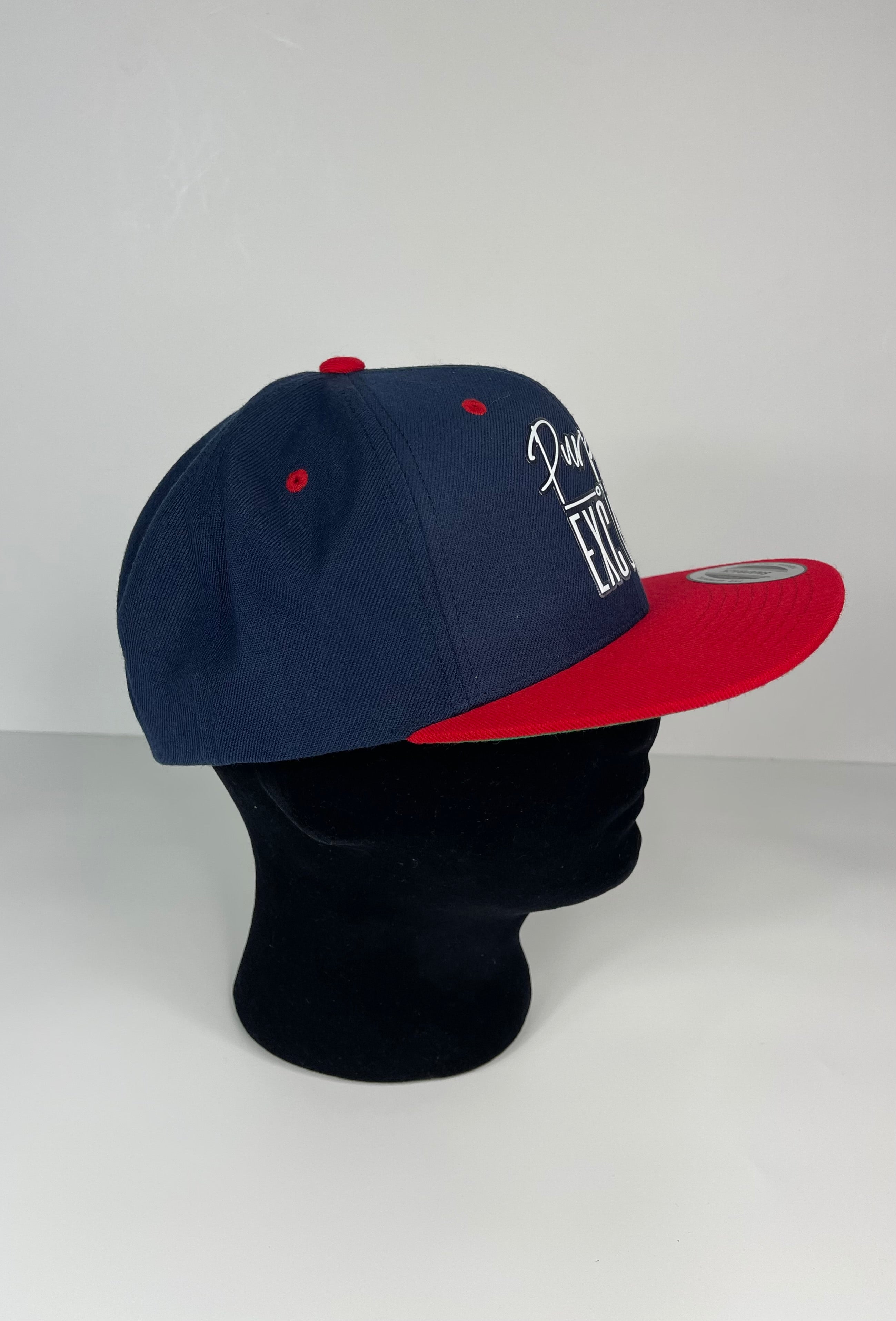 PURPOSE OVER EXCUSES SNAPBACK RED/NAVY BLUE
