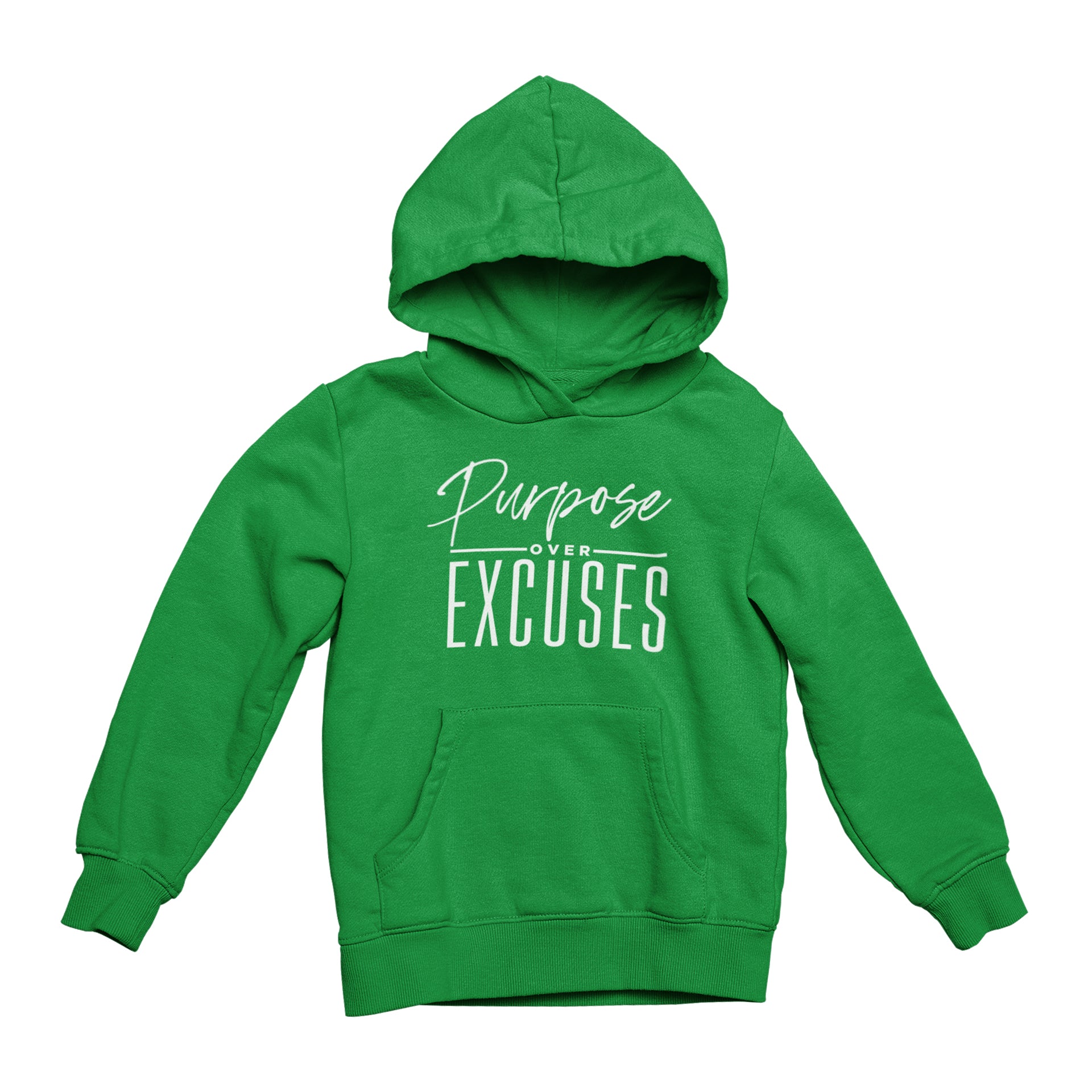 PURPOSE OVER EXCUSES YOUTH HOODIE IRISH GREEN