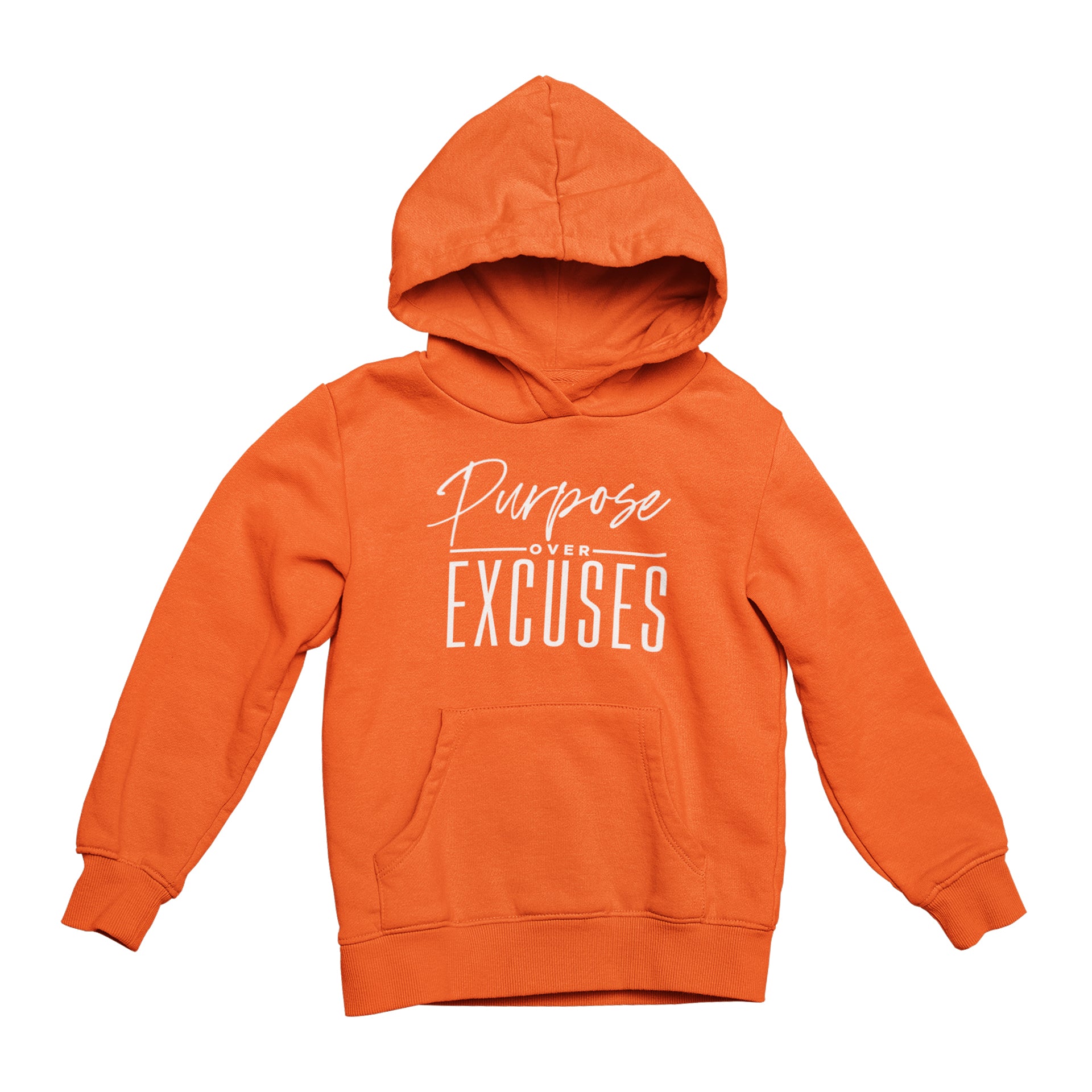 PURPOSE OVER EXCUSES YOUTH HOODIE ORANGE