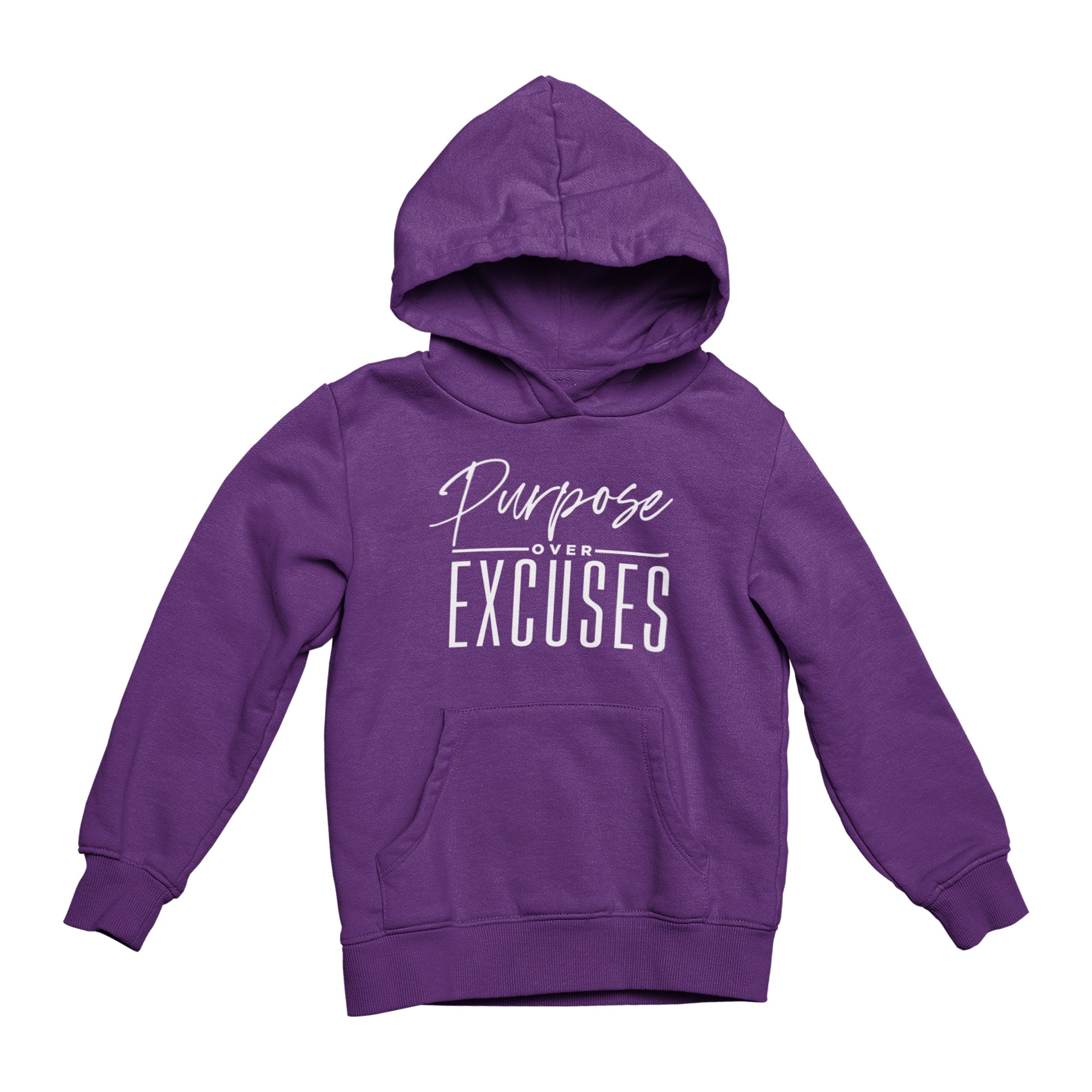PURPOSE OVER EXCUSES YOUTH HOODIE PURPLE