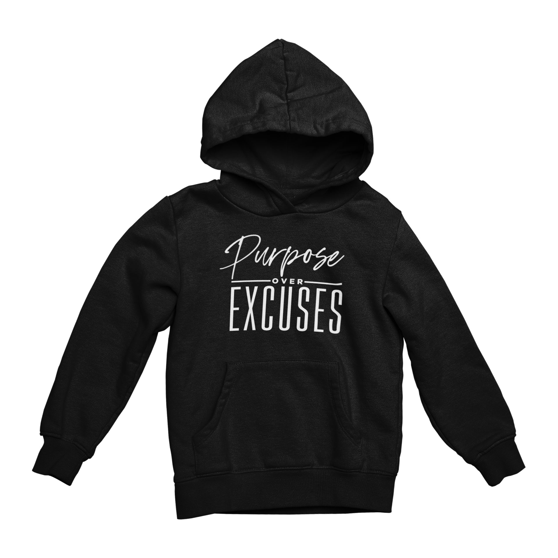 PURPOSE OVER EXCUSES YOUTH HOODIE BLACK
