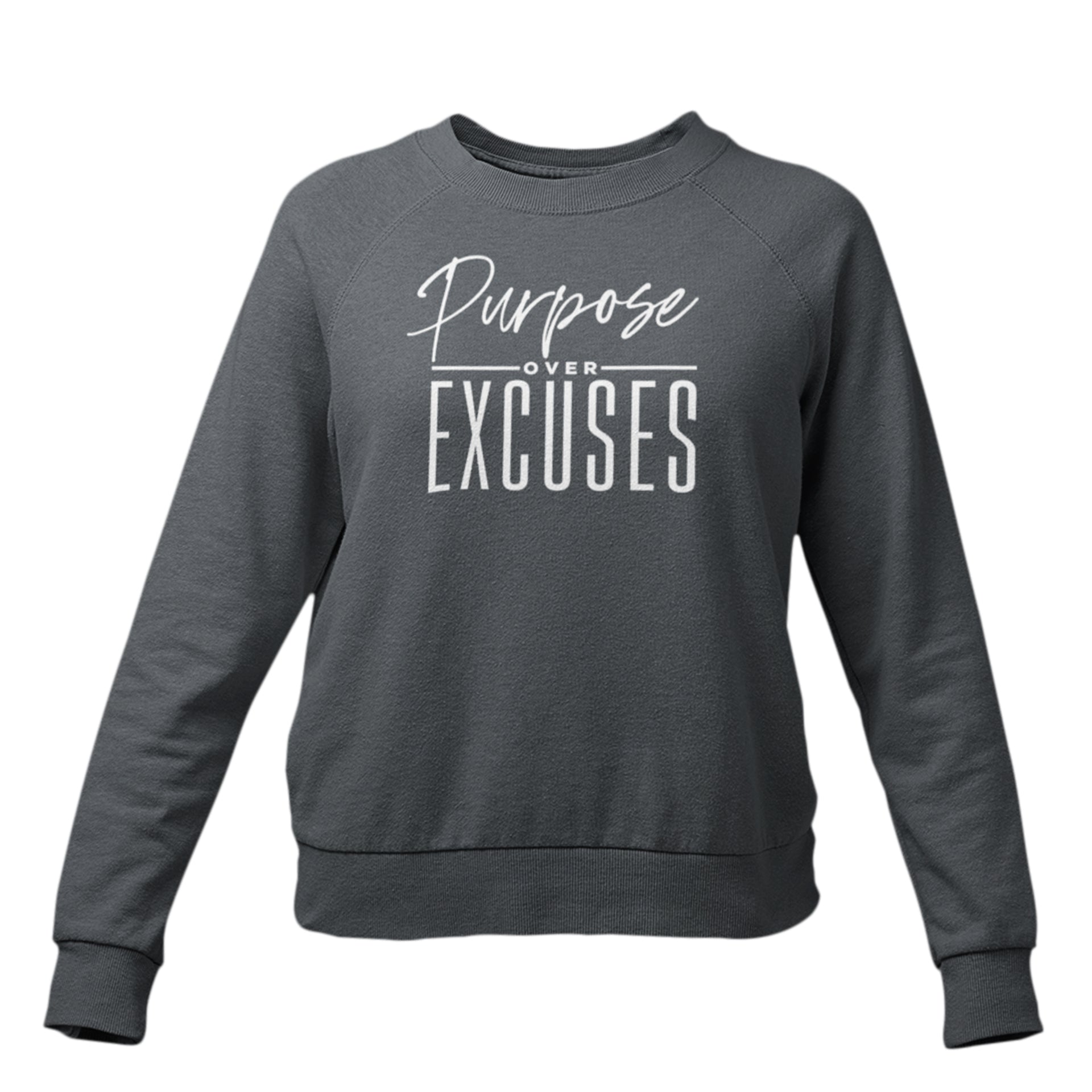 PURPOSE OVER EXCUSES YOUTH SWEATSHIRT DARK HEATHER GREY