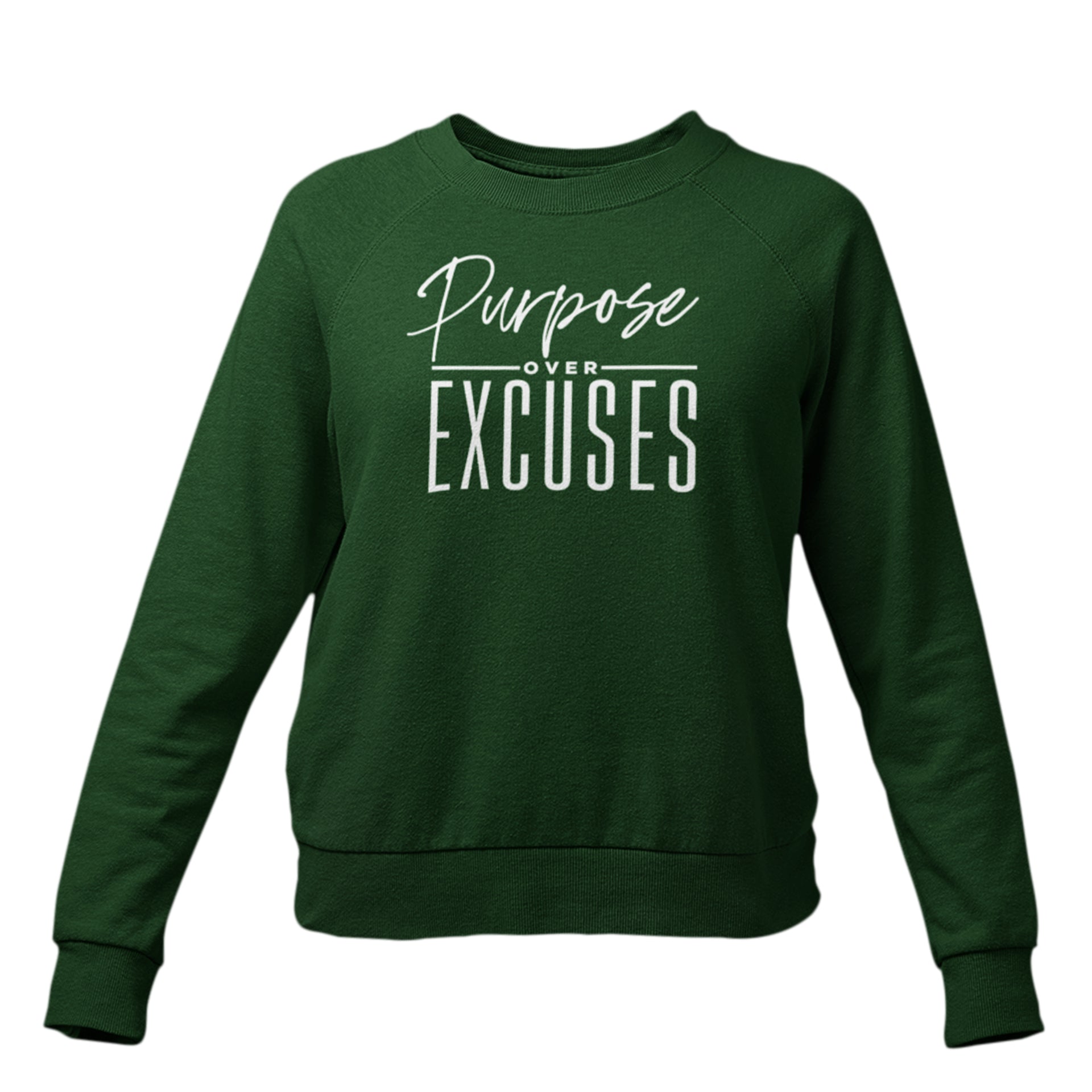 PURPOSE OVER EXCUSES YOUTH SWEATSHIRT FOREST GREEN