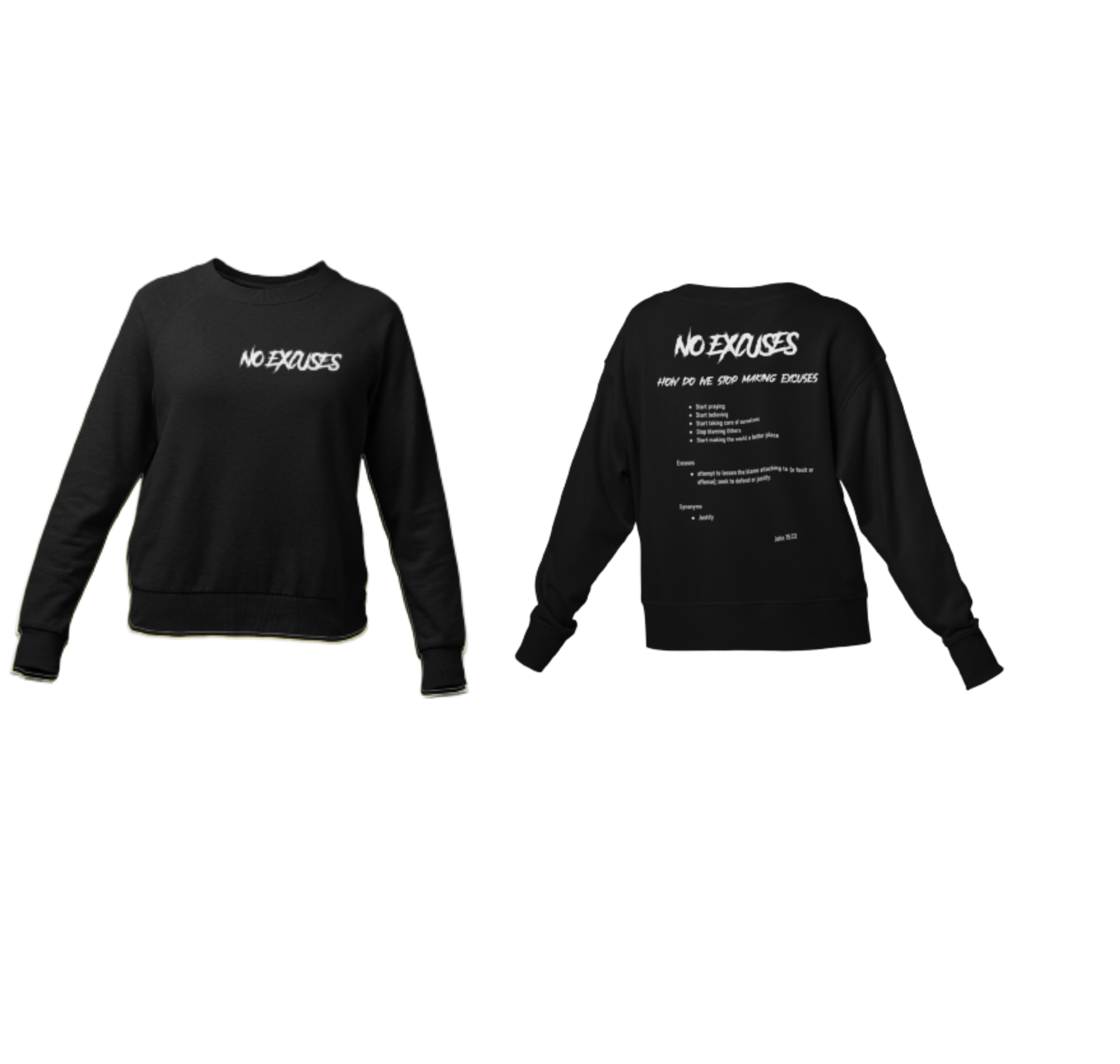 No Excuses Youth Sweatshirts Black (SMALL LOGO)