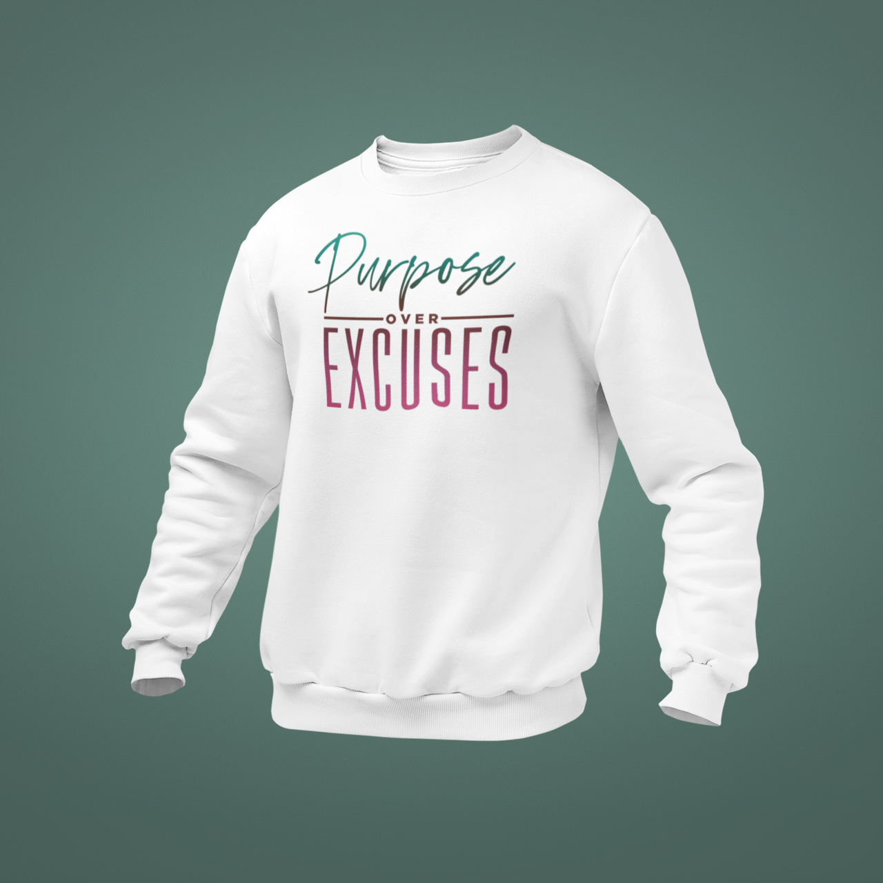 Purpose Over Excuses Melon Drop Sweatshirt Adult White (special)