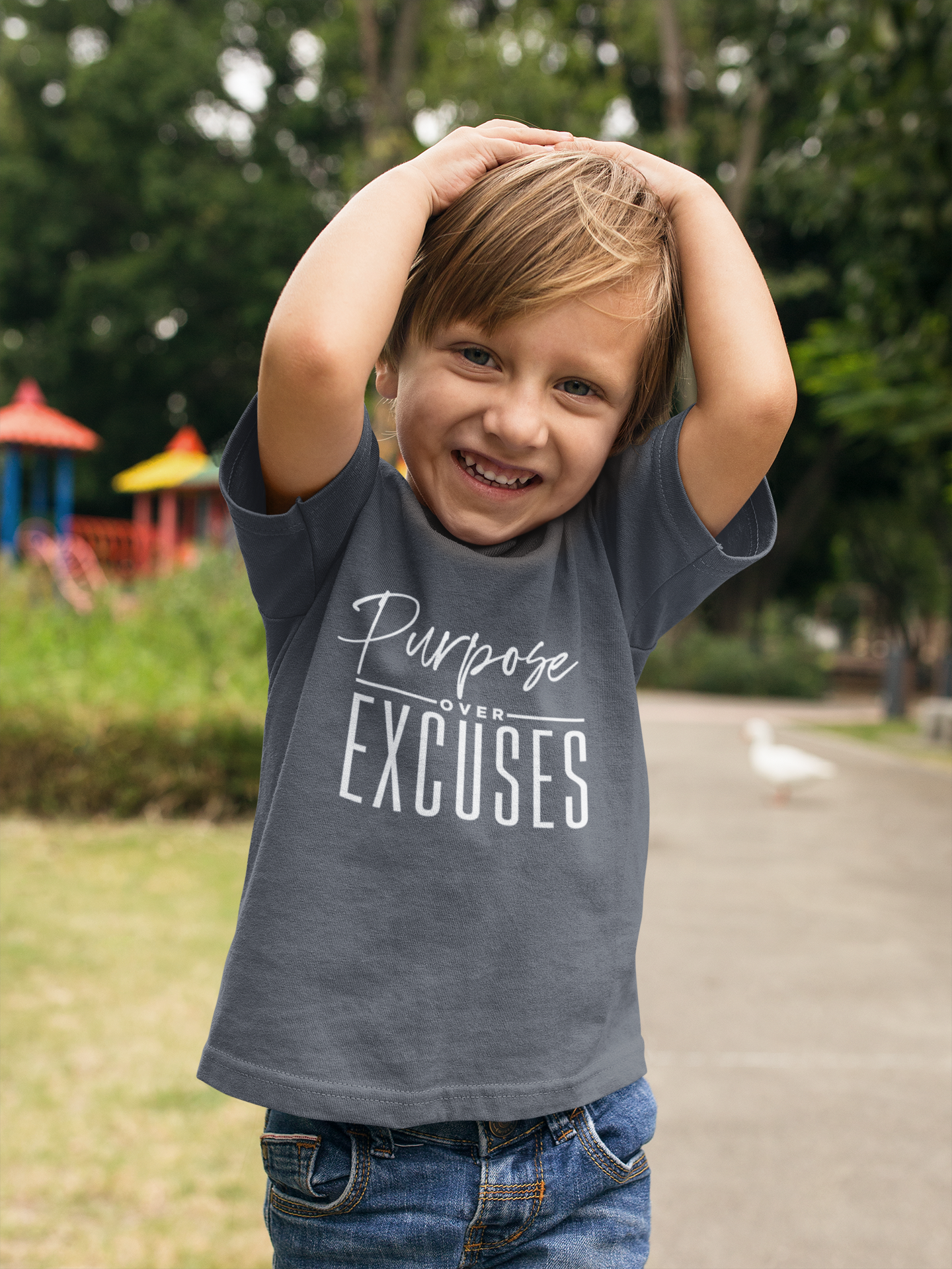 PURPOSE OVER EXCUSES YOUTH T-SHIRT DARK GREY