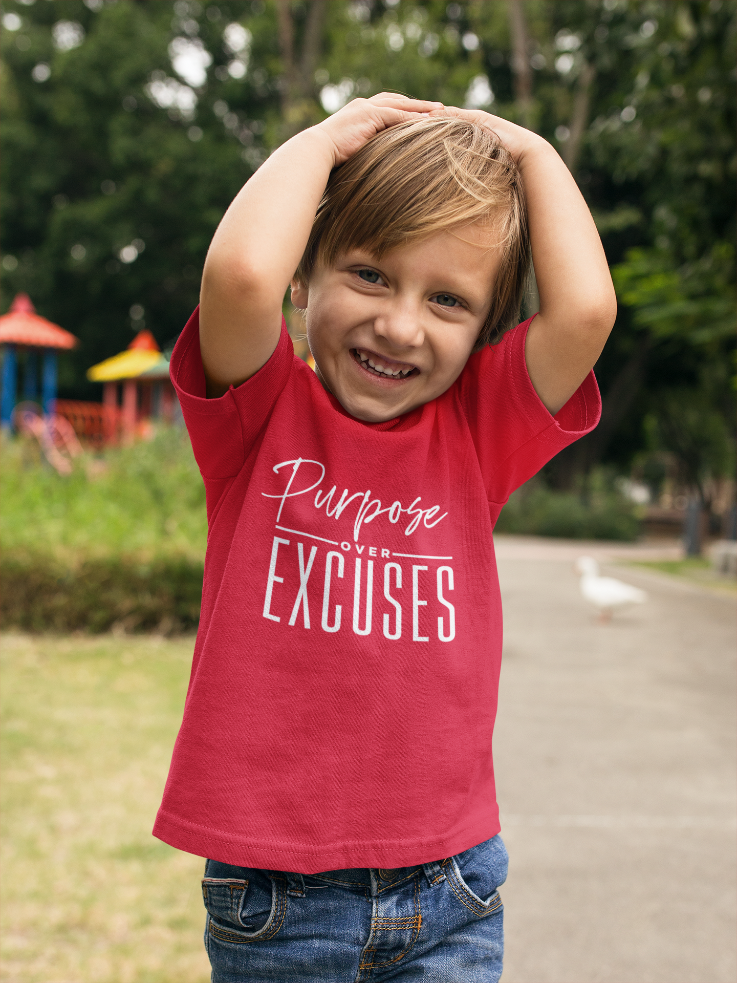 PURPOSE OVER EXCUSES YOUTH T-SHIRT RED