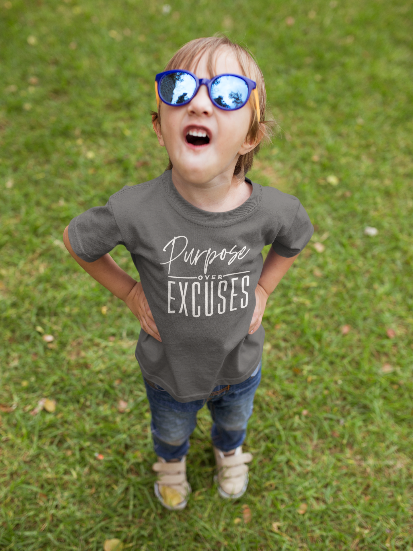 PURPOSE OVER EXCUSES YOUTH T-SHIRT DARK GREY
