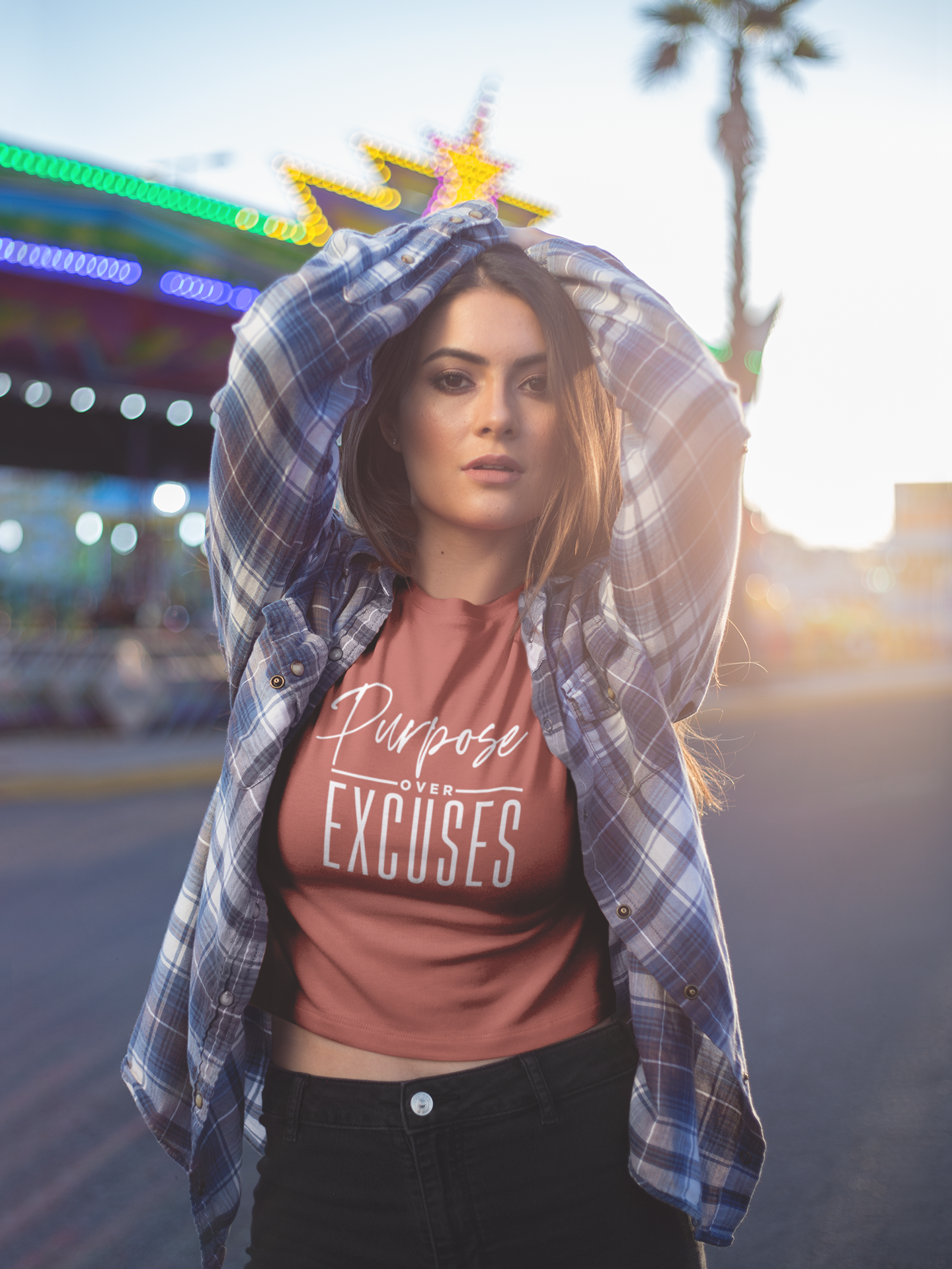PURPOSE OVER EXCUSES ADULT T SHIRT AUTUMN BROWN